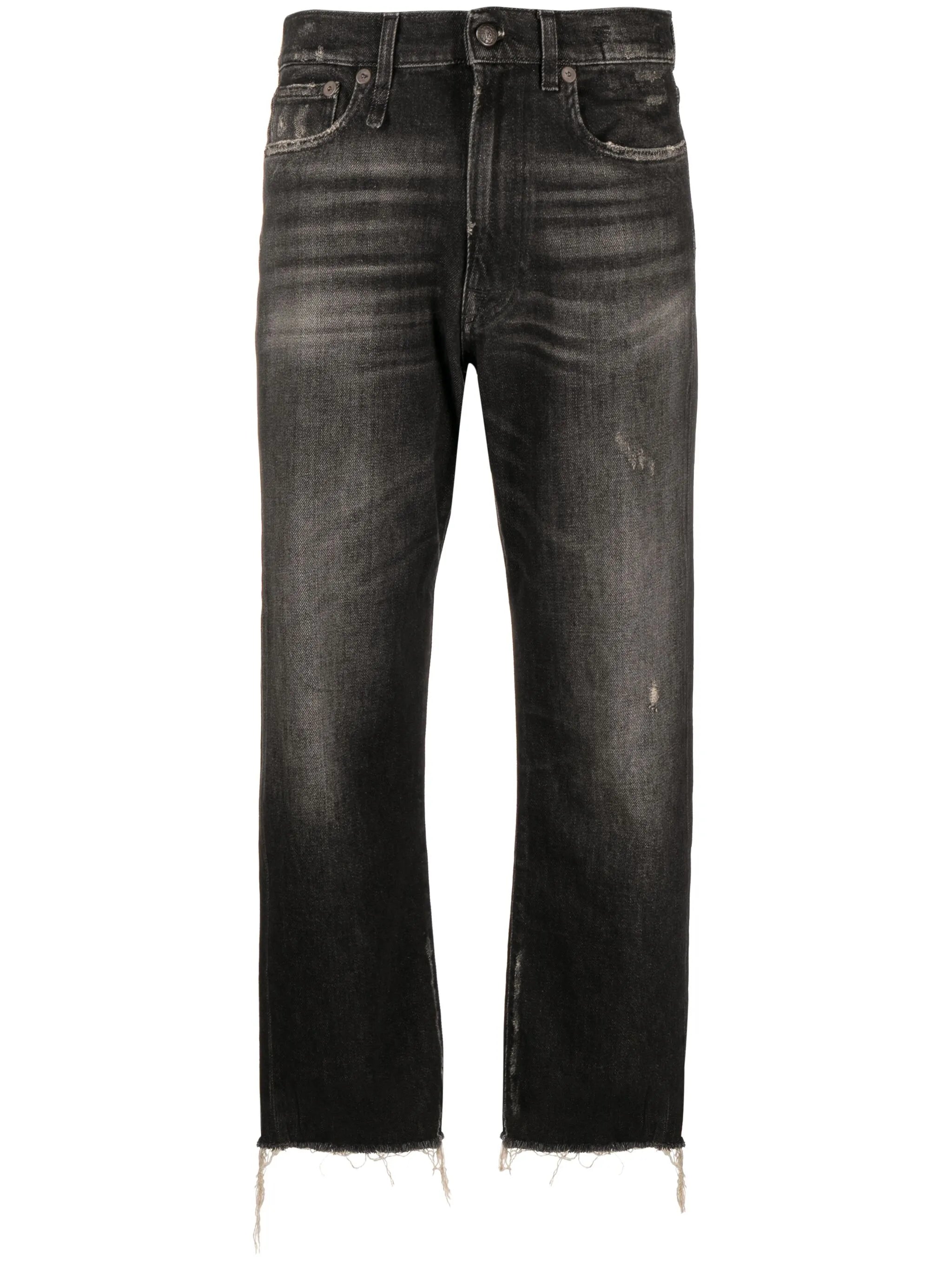 distressed straight-leg jeans