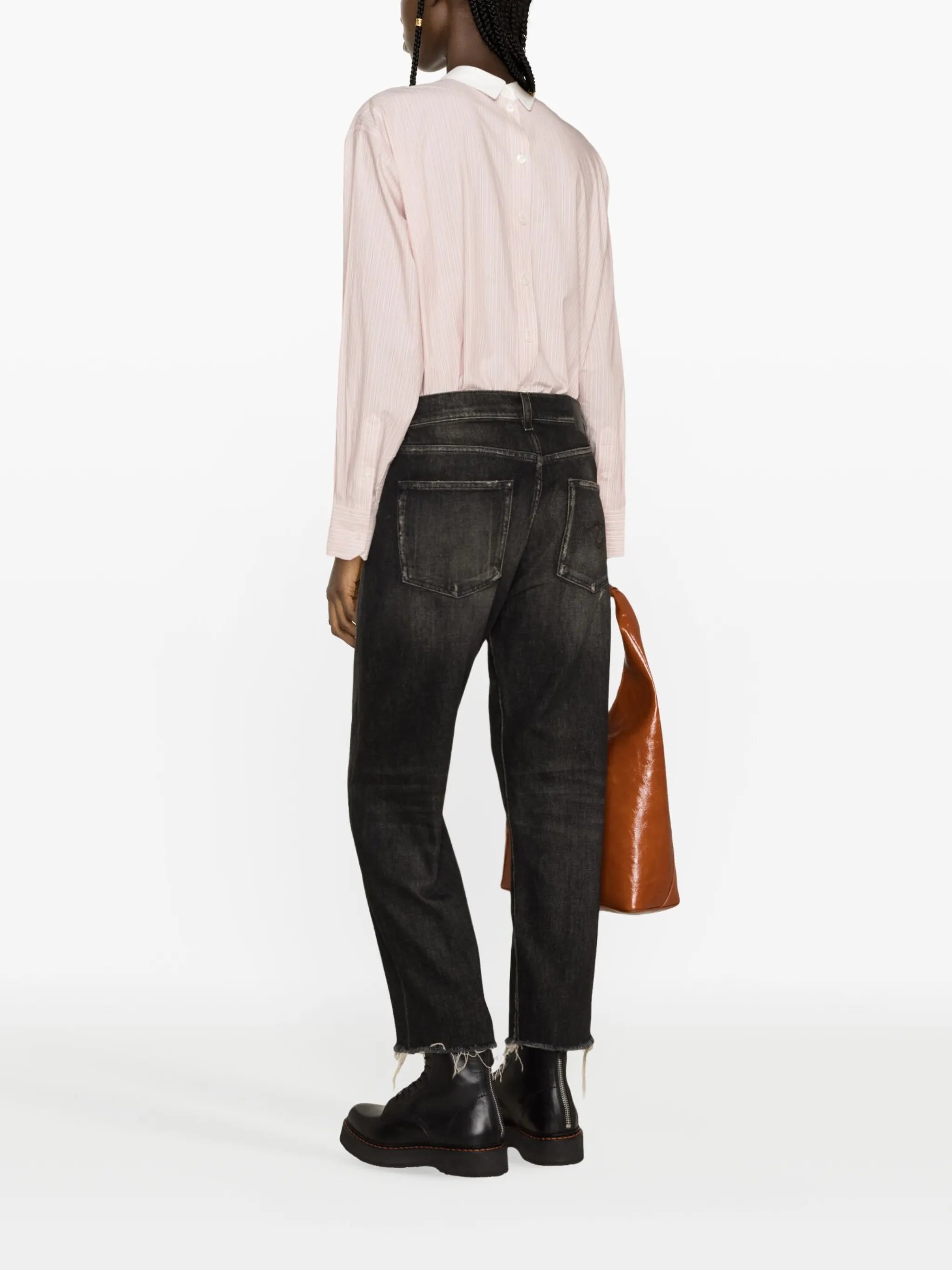 distressed straight-leg jeans