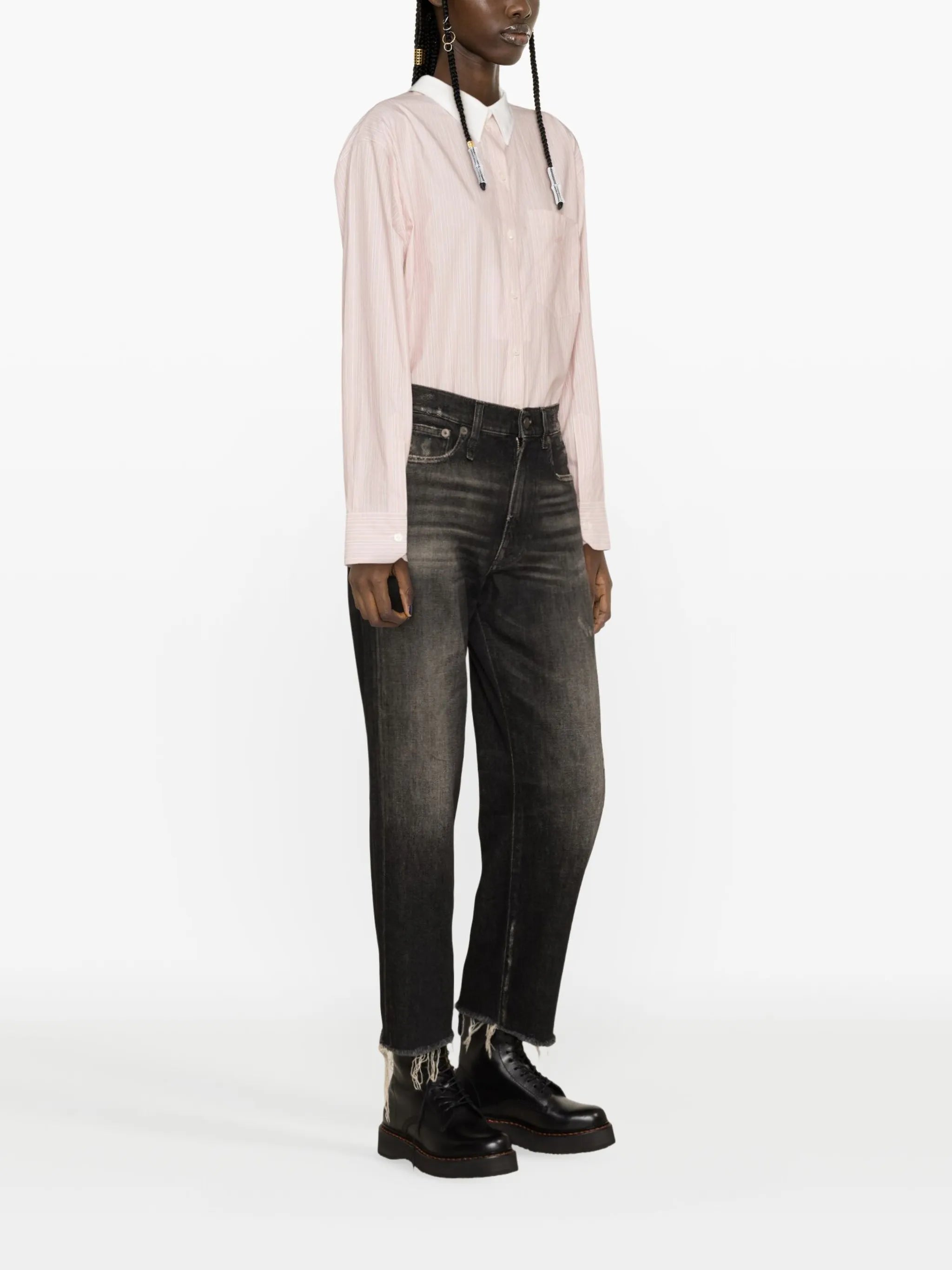 distressed straight-leg jeans