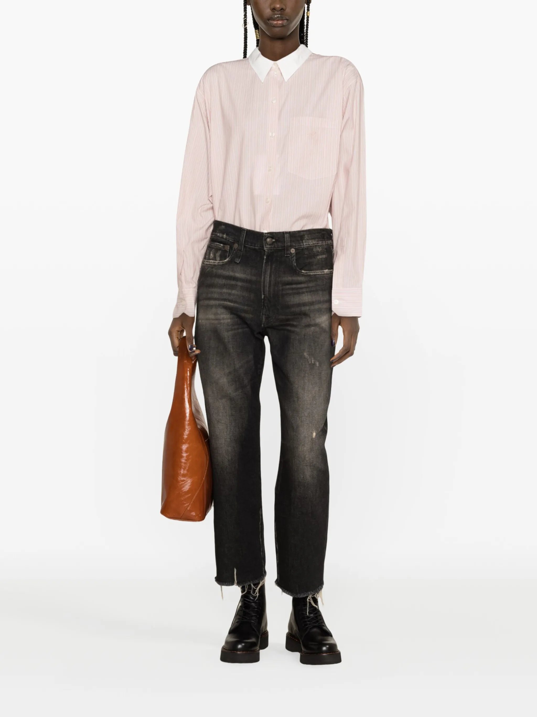 distressed straight-leg jeans