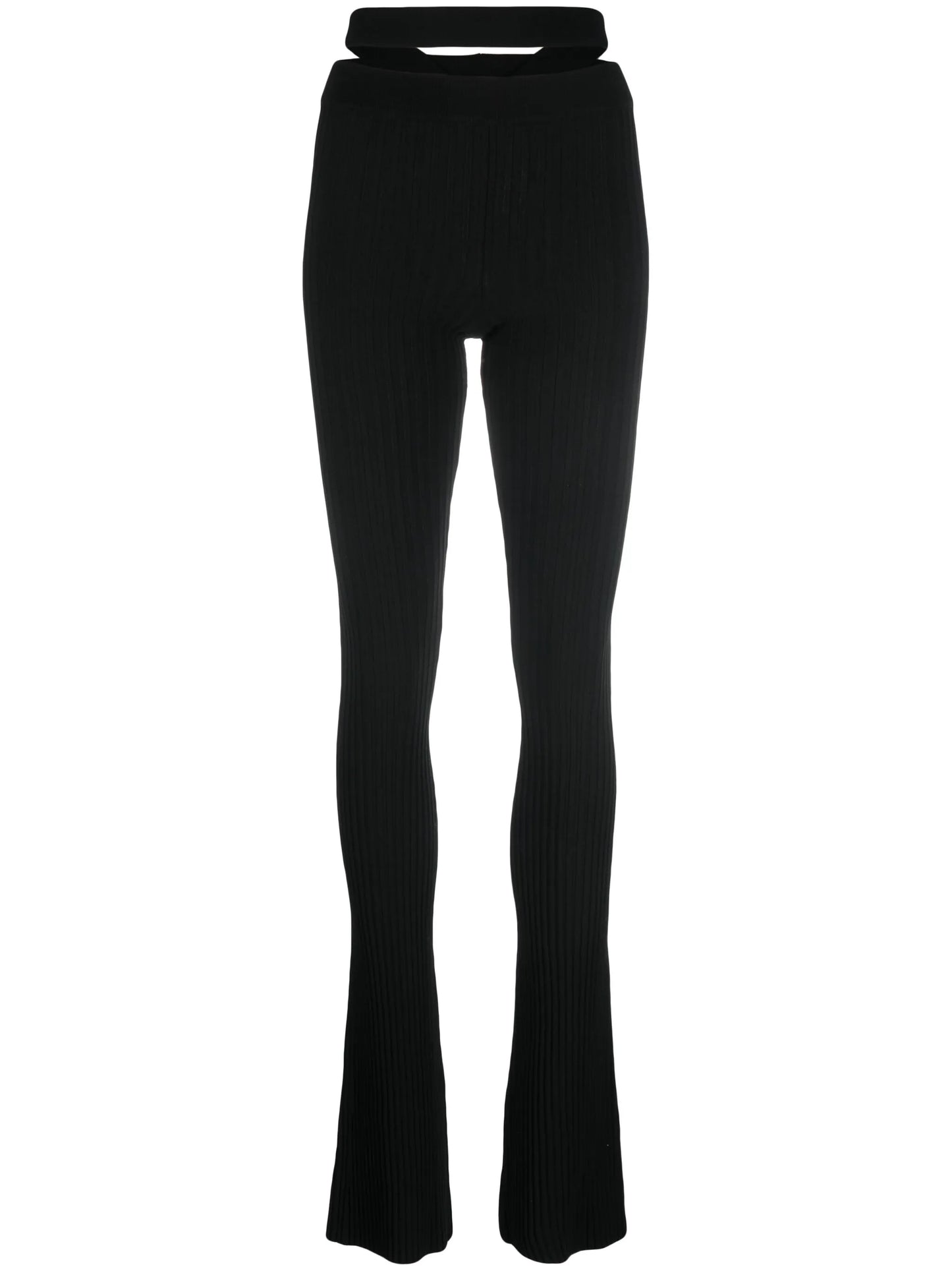 ribbed-knit flared trousers