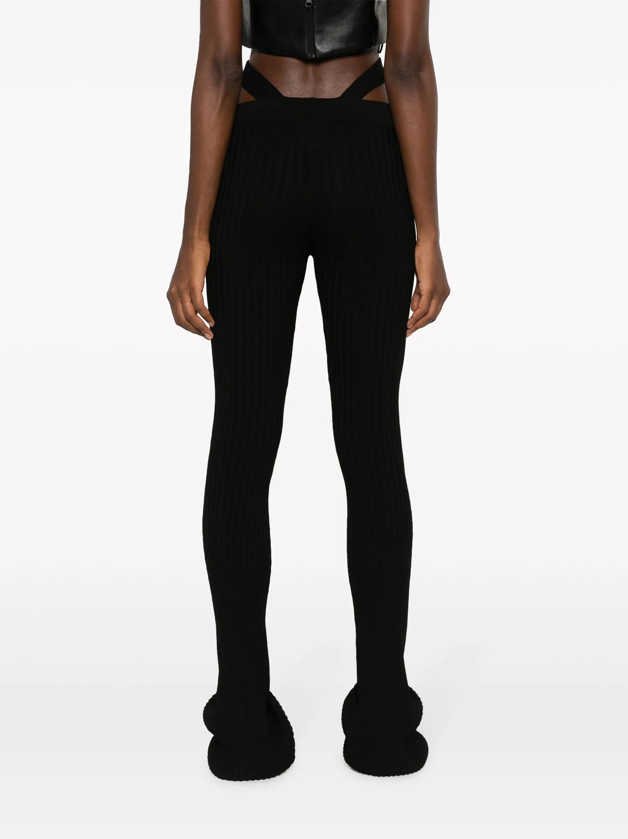 ribbed-knit flared trousers