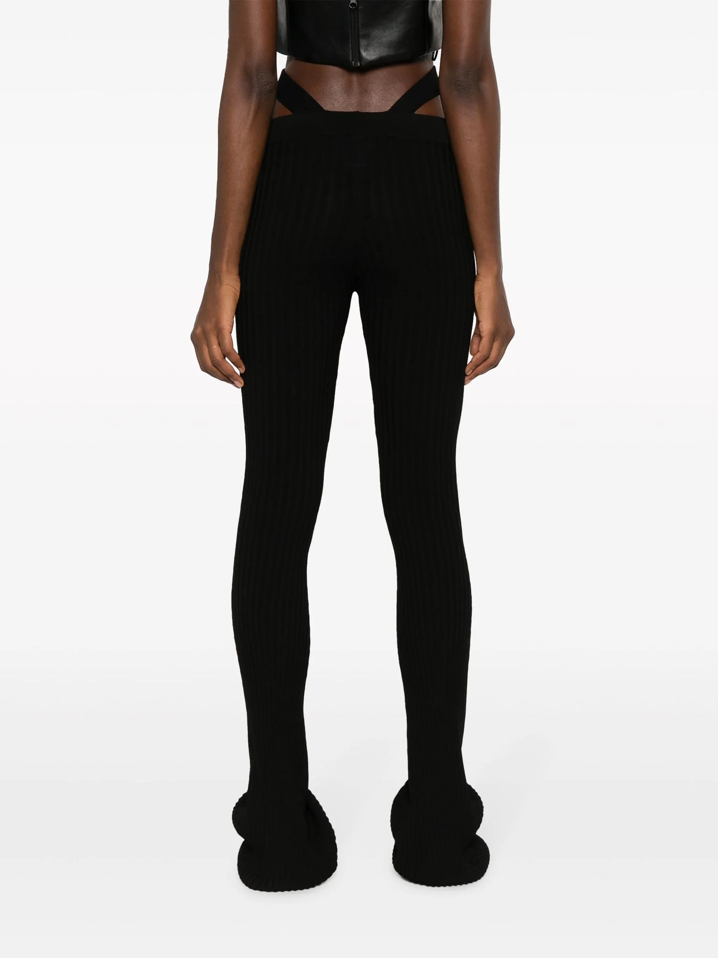 ribbed-knit flared trousers