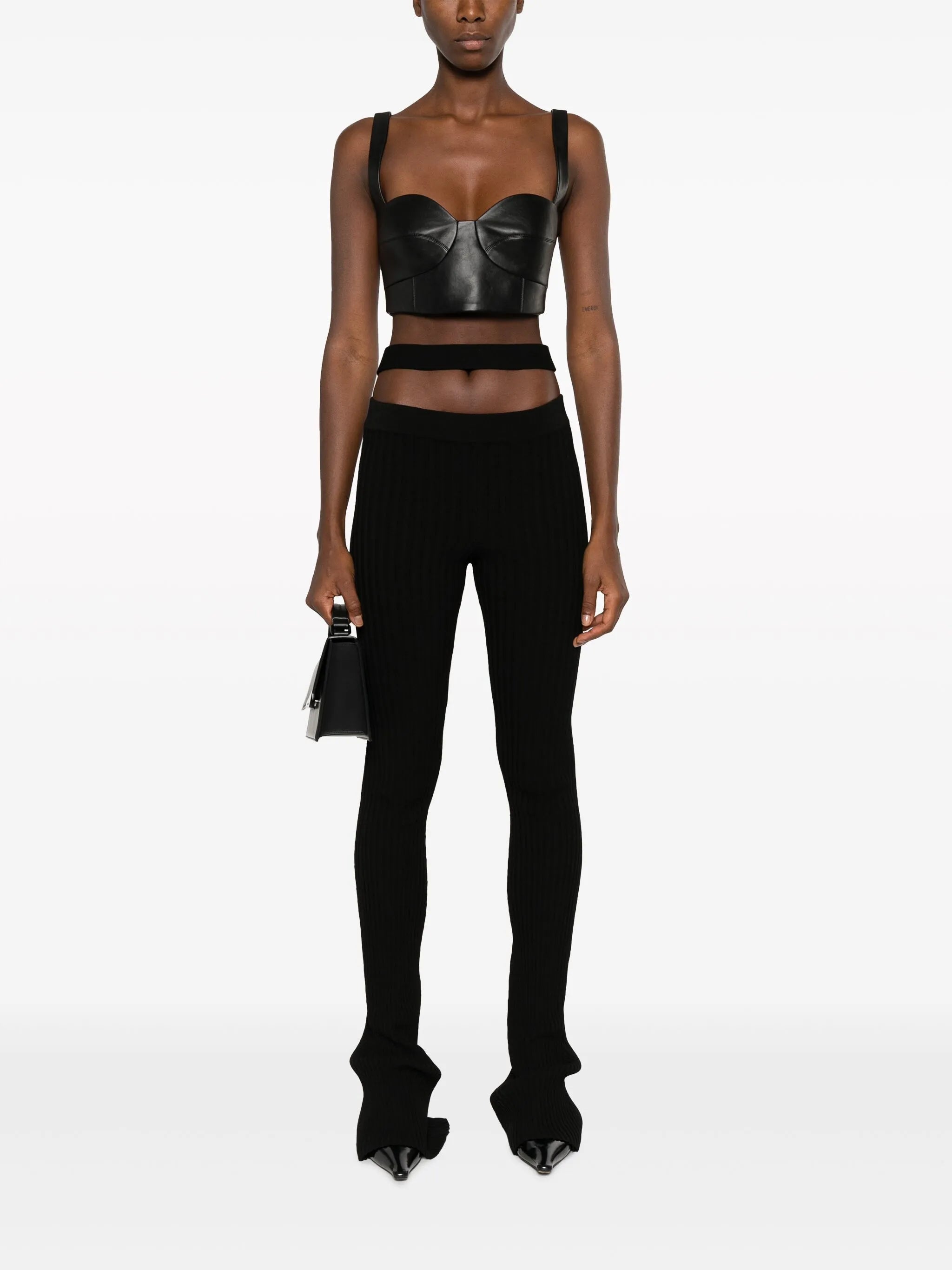 ribbed-knit flared trousers