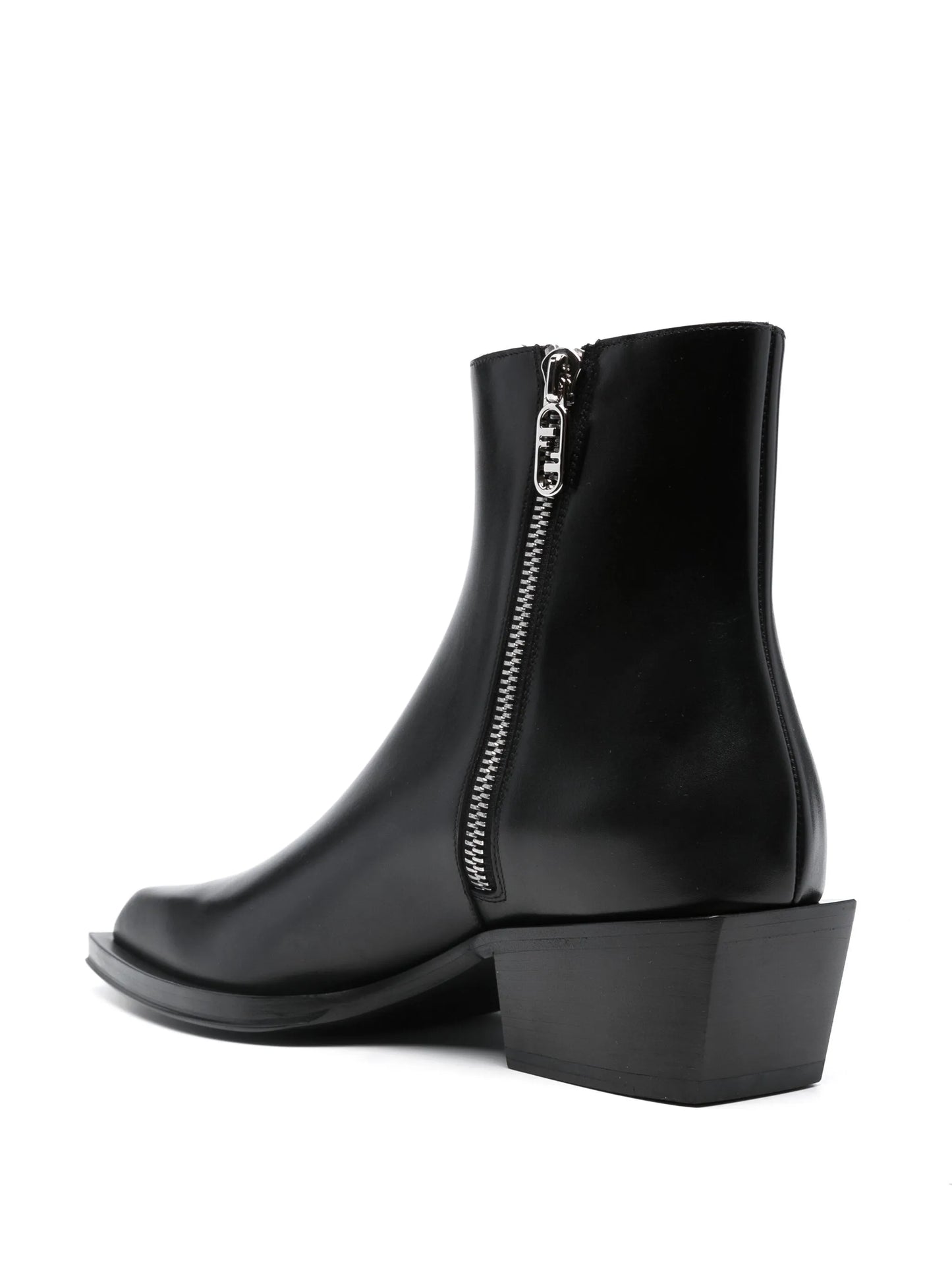 Cuban-heel leather ankle boots