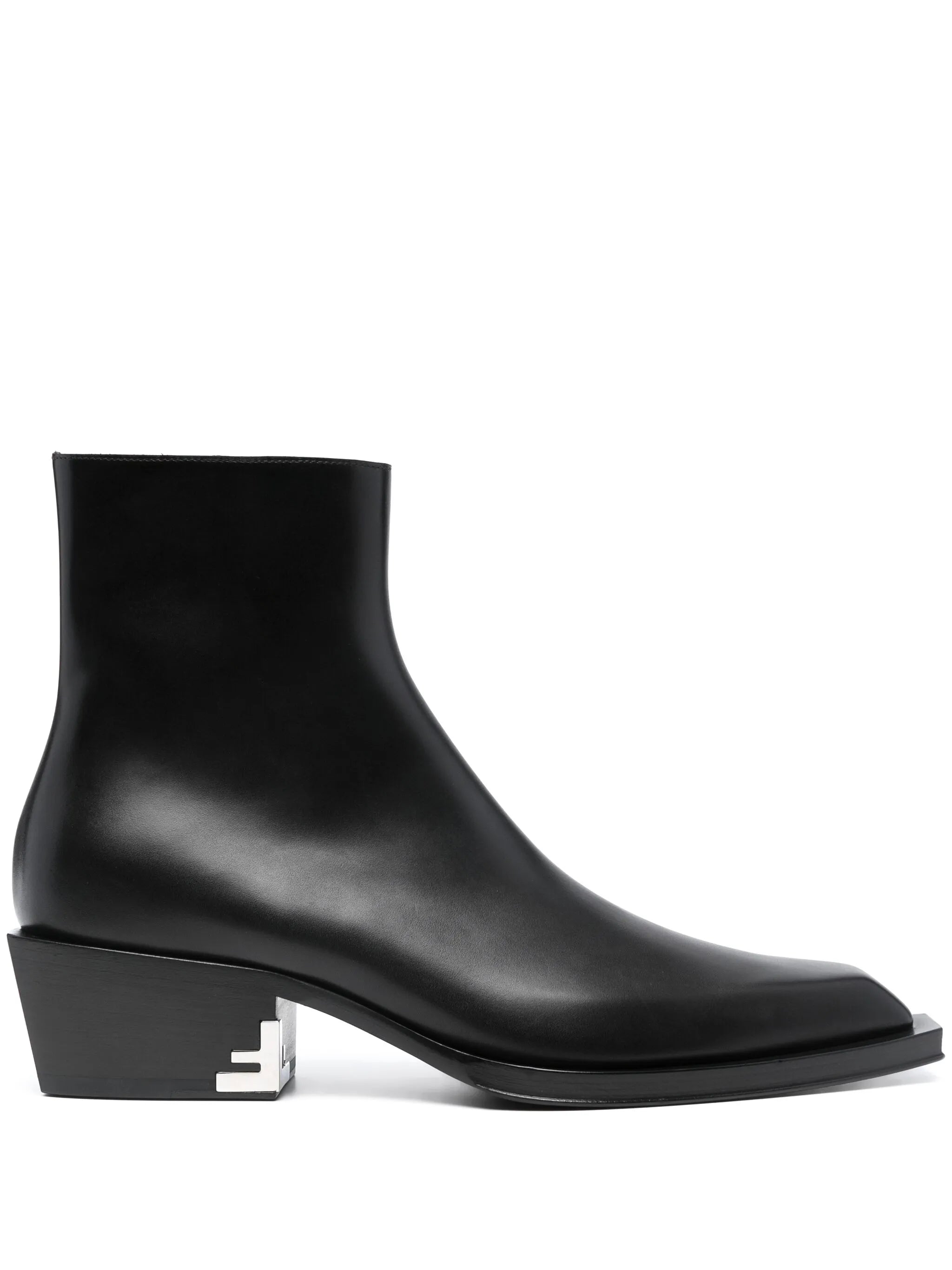 Cuban-heel leather ankle boots