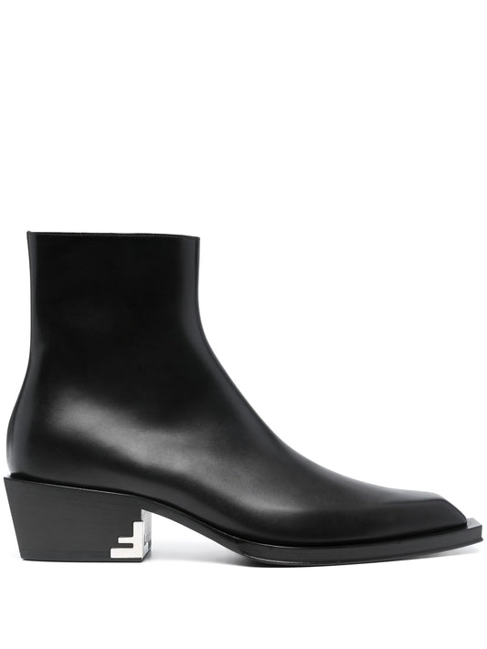 Cuban-heel leather ankle boots