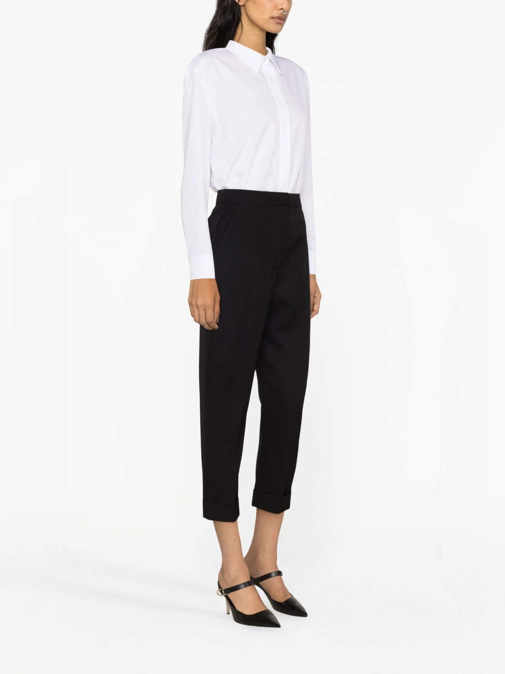 wool cropped trousers