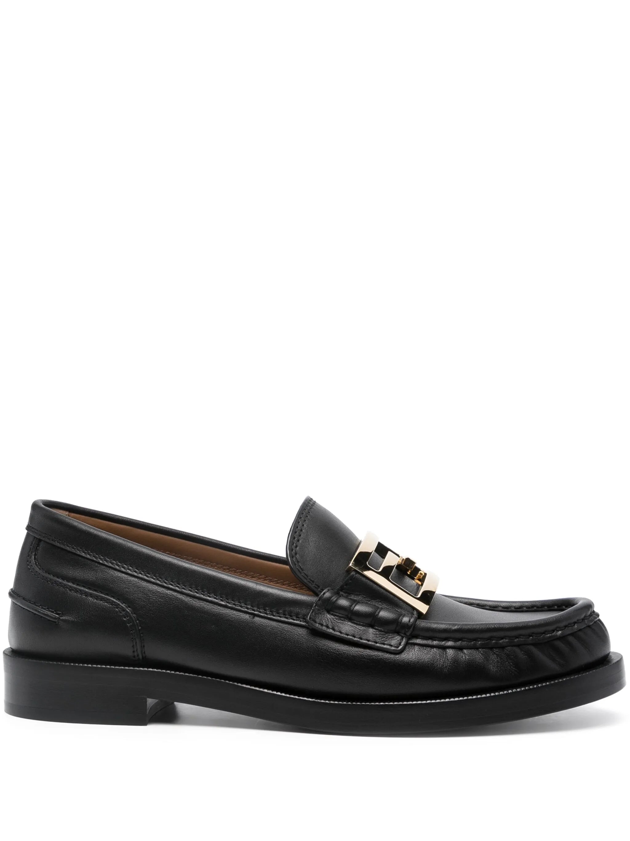 FF logo-plaque leather loafers