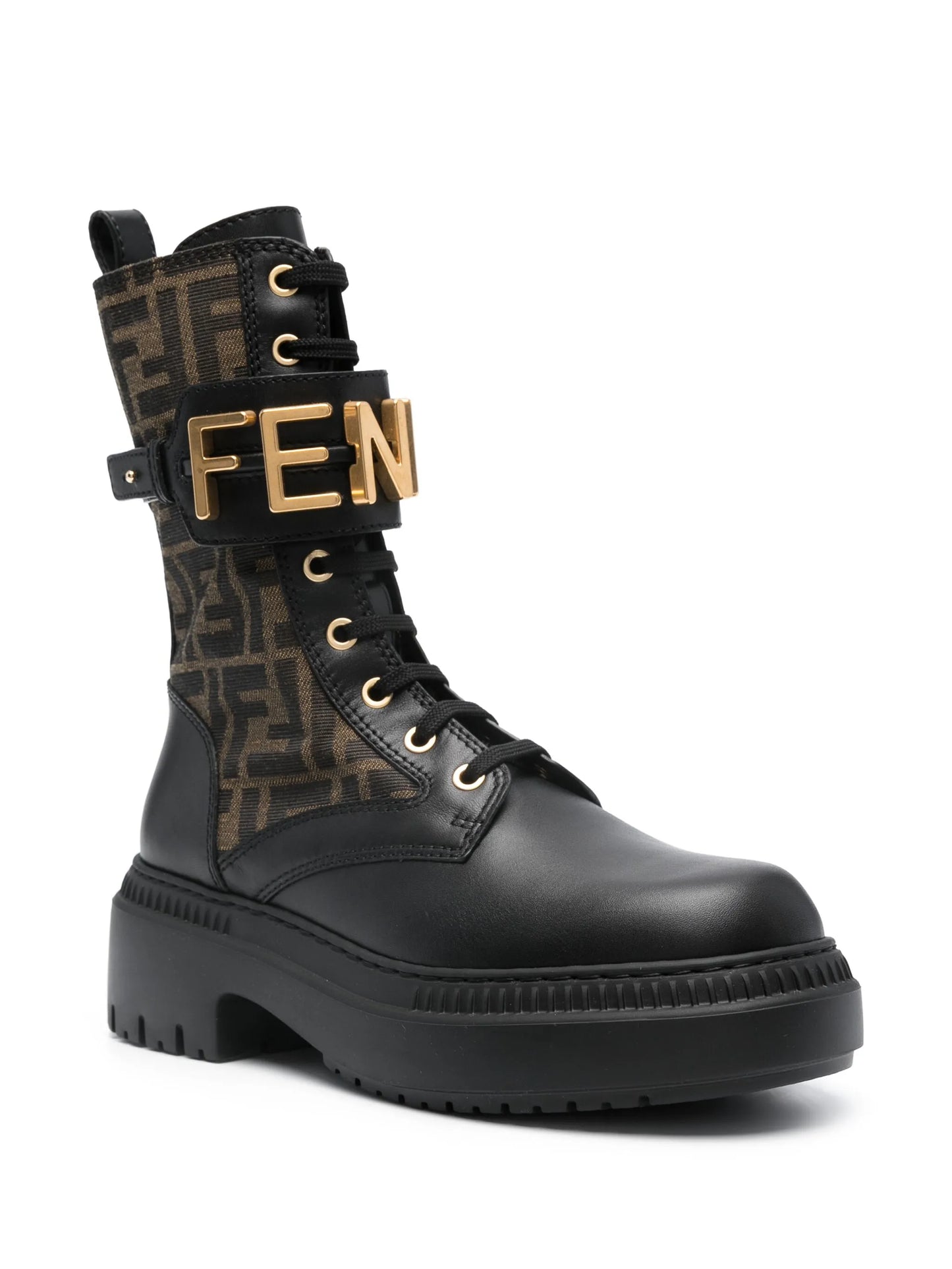 60mm Fendigraphy logo-plaque leather boots