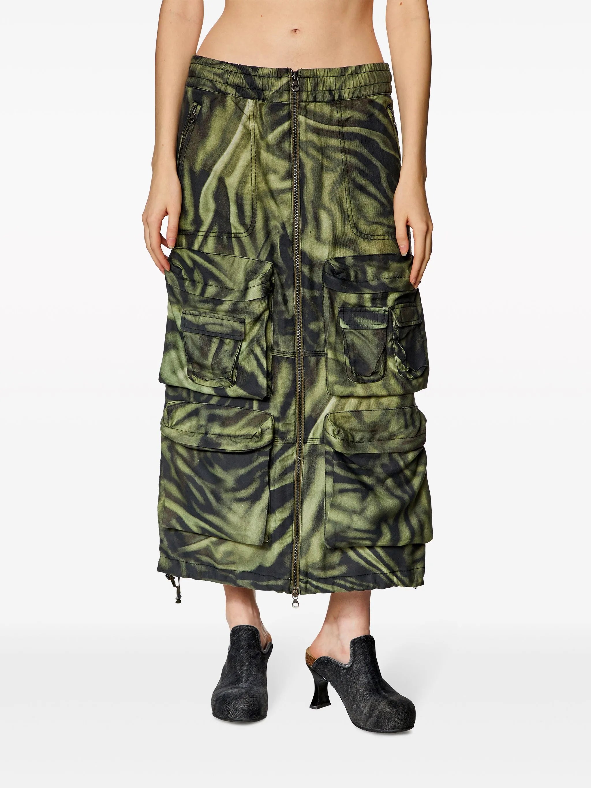 O-Mirtow zebra-print midi skirt