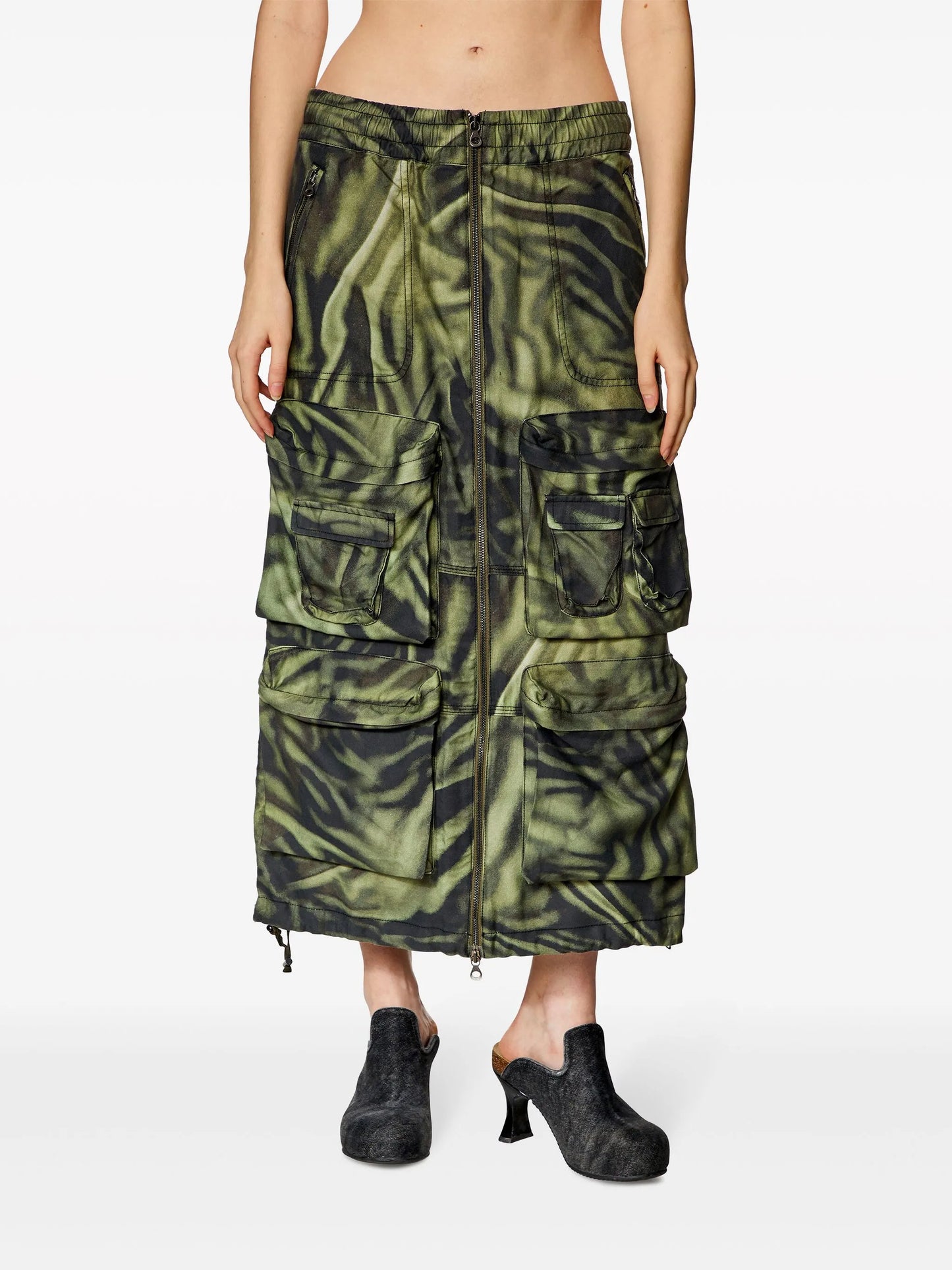 O-Mirtow zebra-print midi skirt