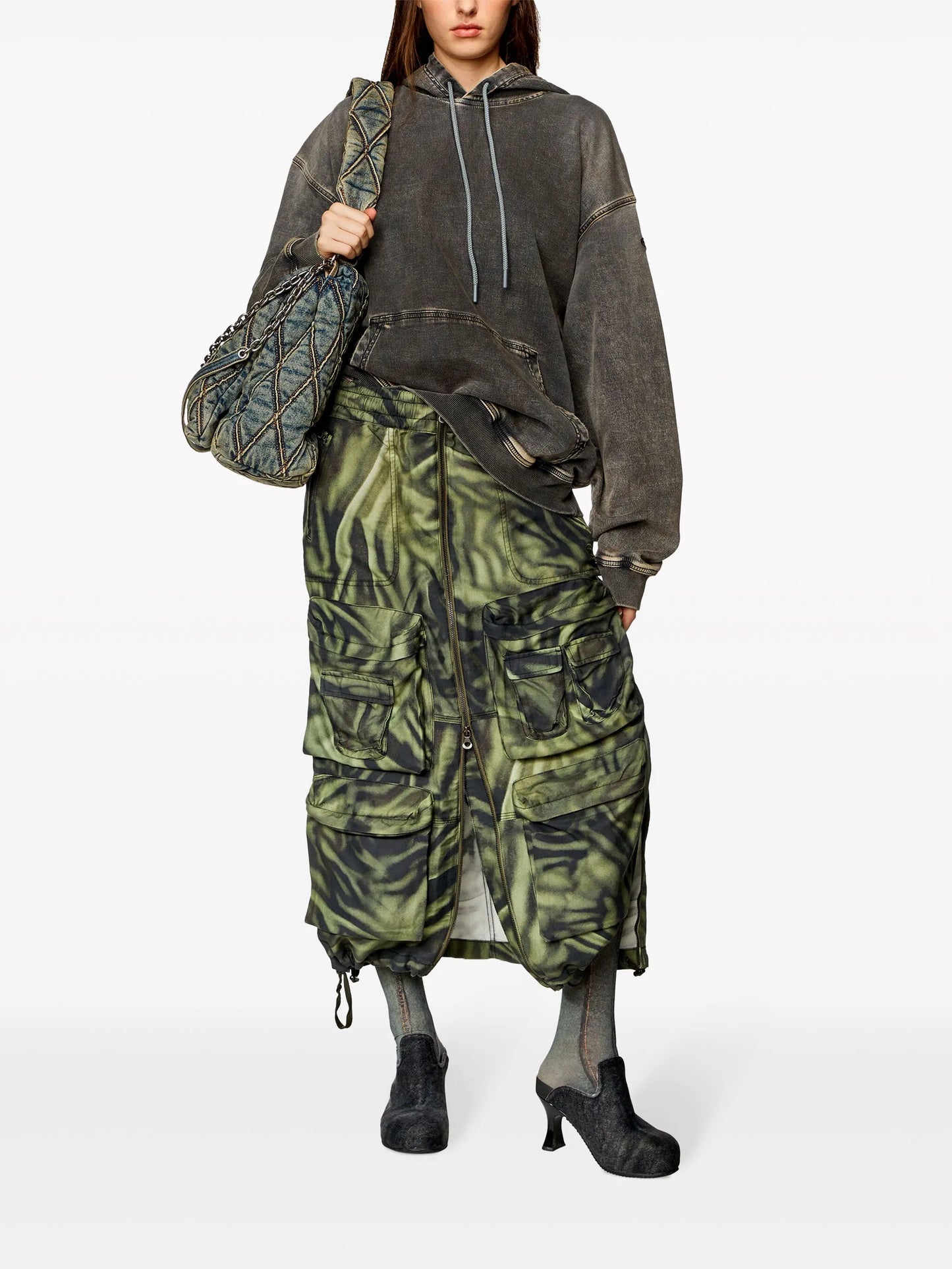 O-Mirtow zebra-print midi skirt