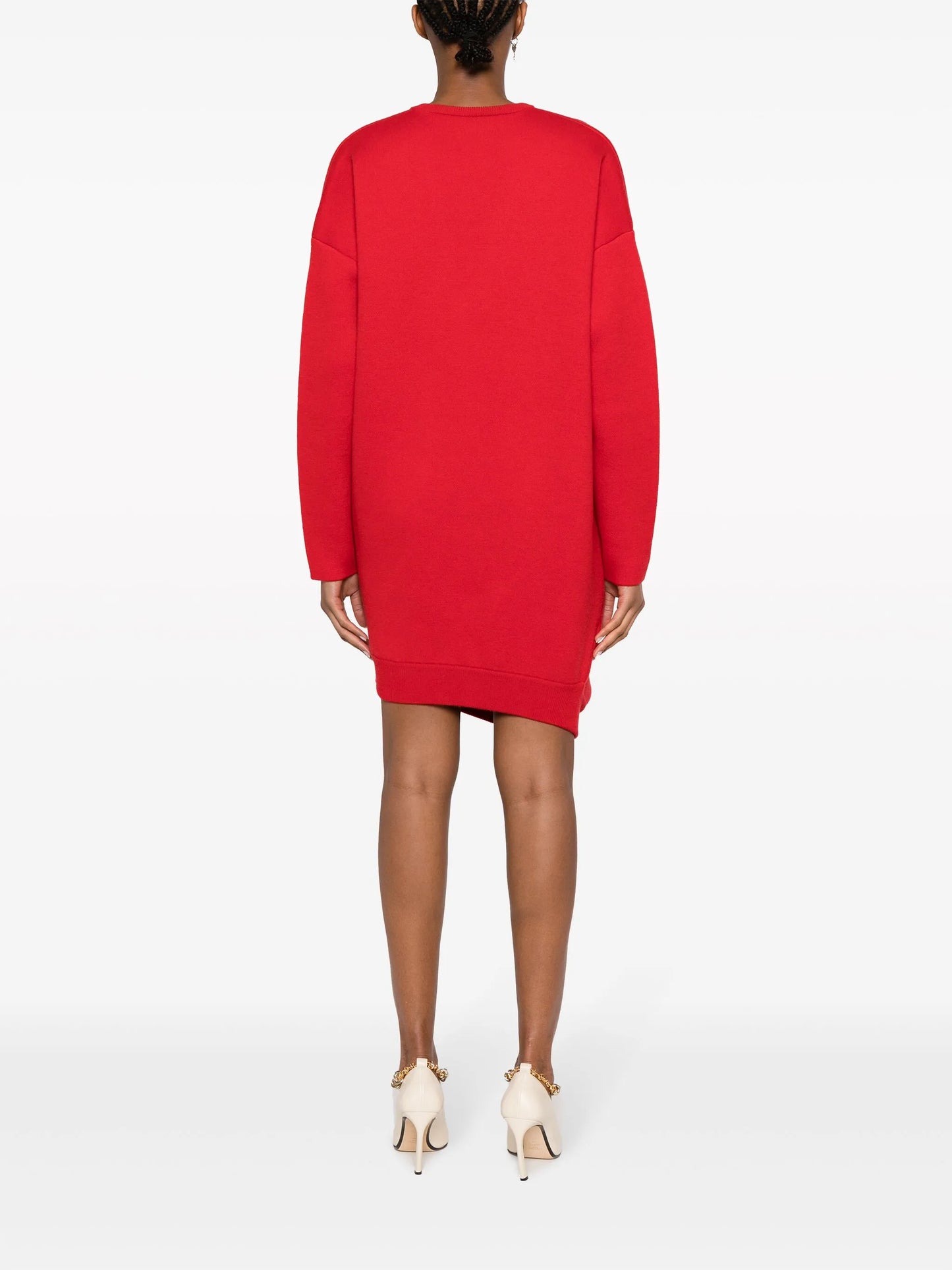 long-sleeve draped minidress