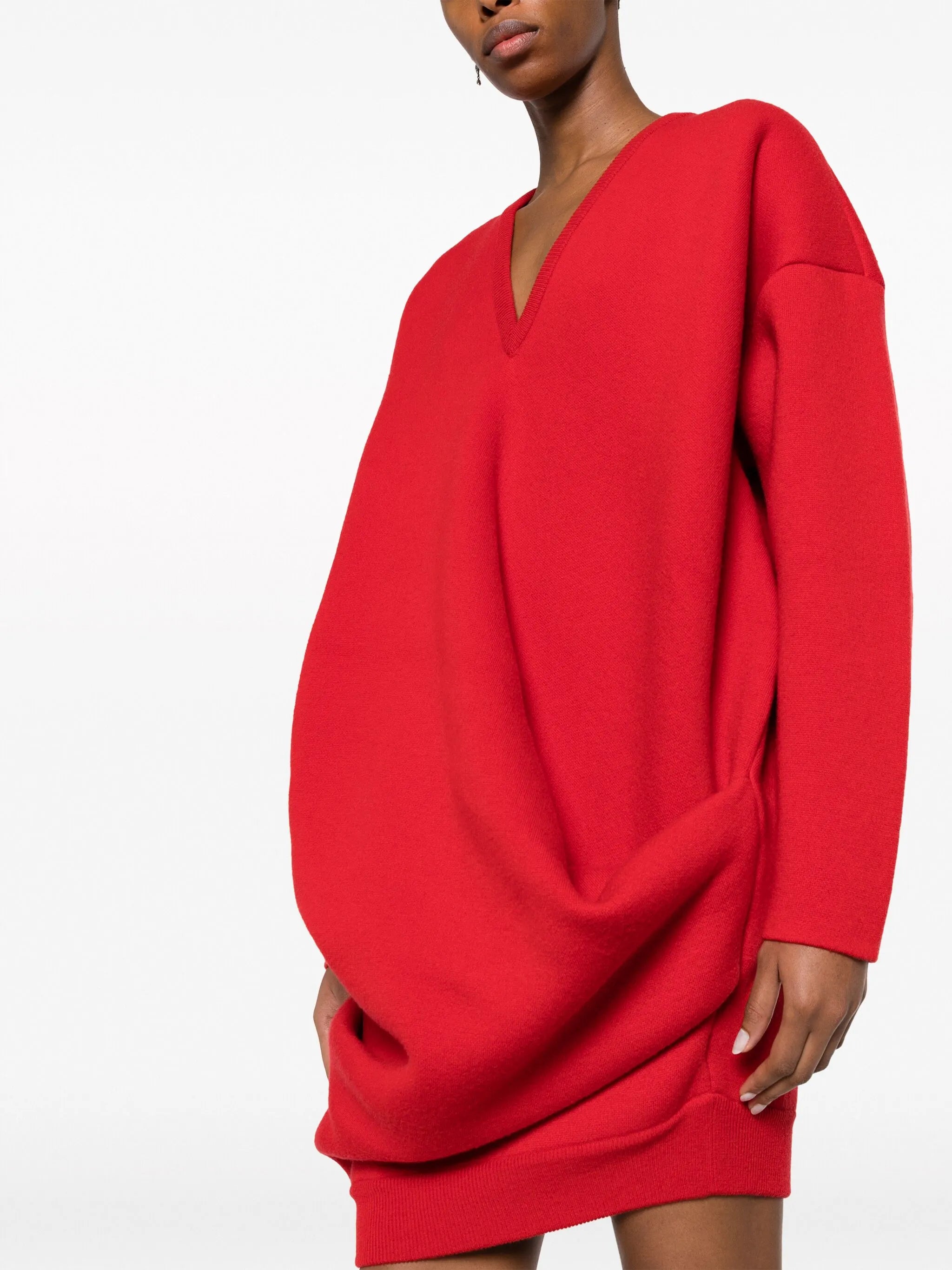 long-sleeve draped minidress
