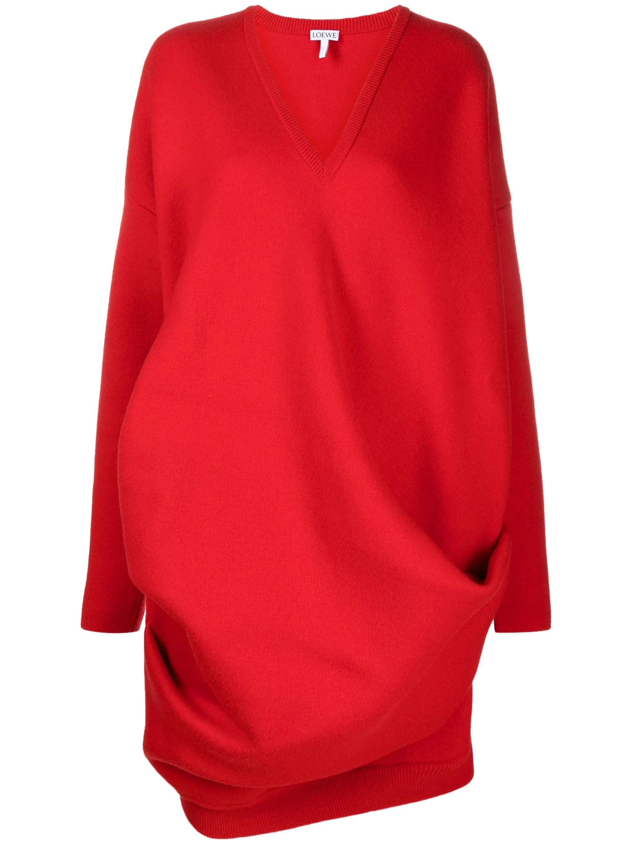 long-sleeve draped minidress