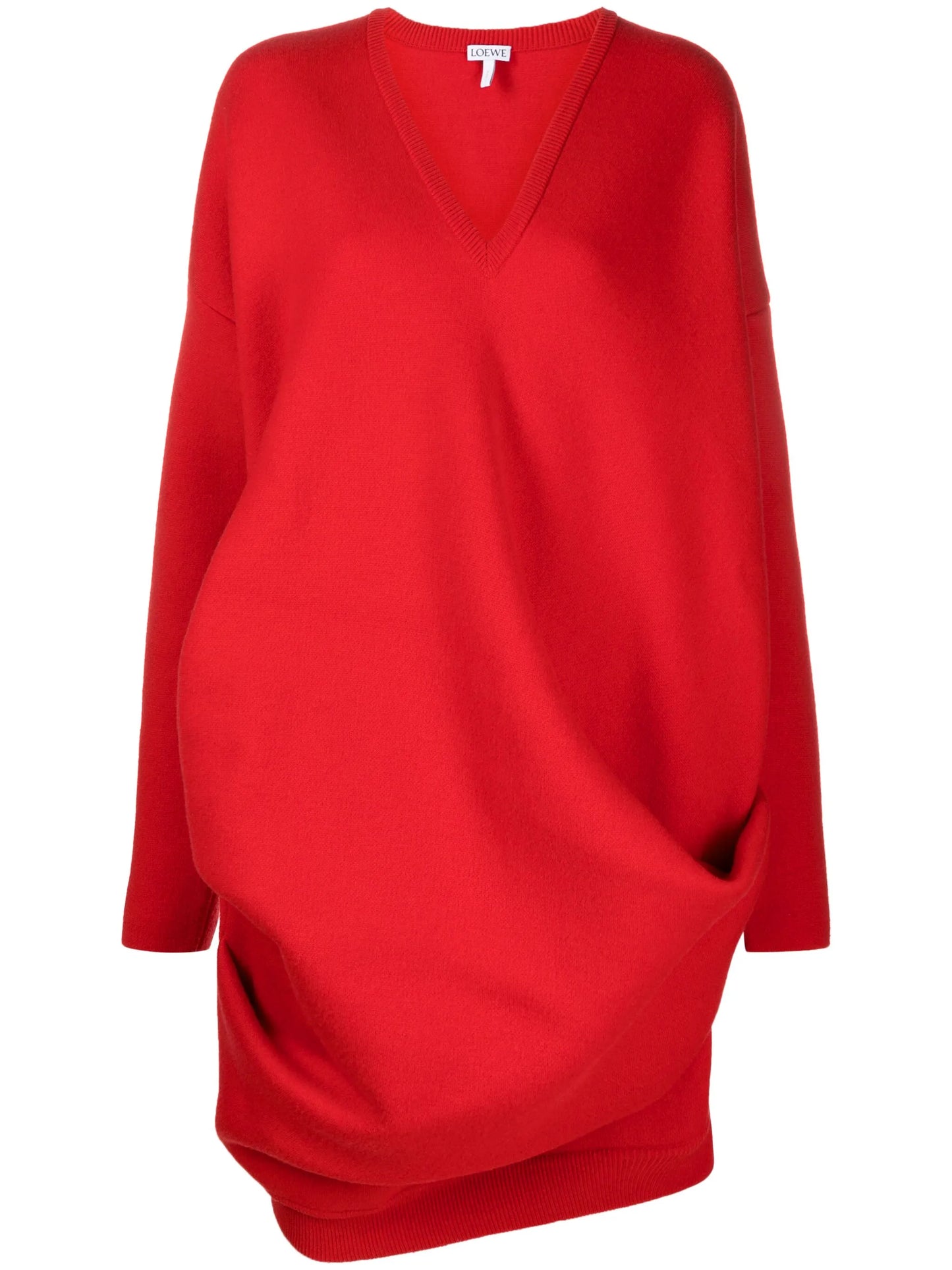 long-sleeve draped minidress