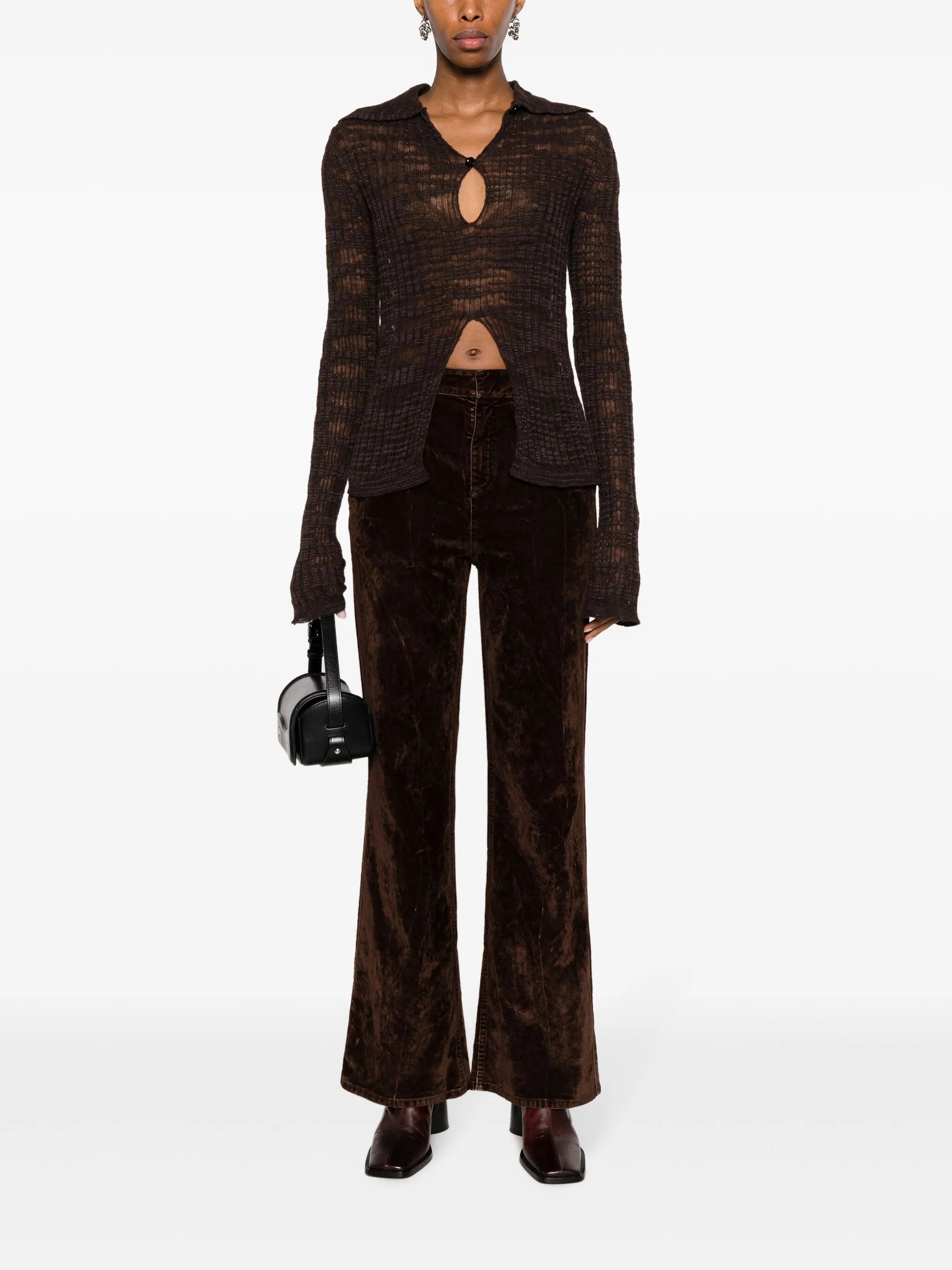 velvet-denim bootcut jeans