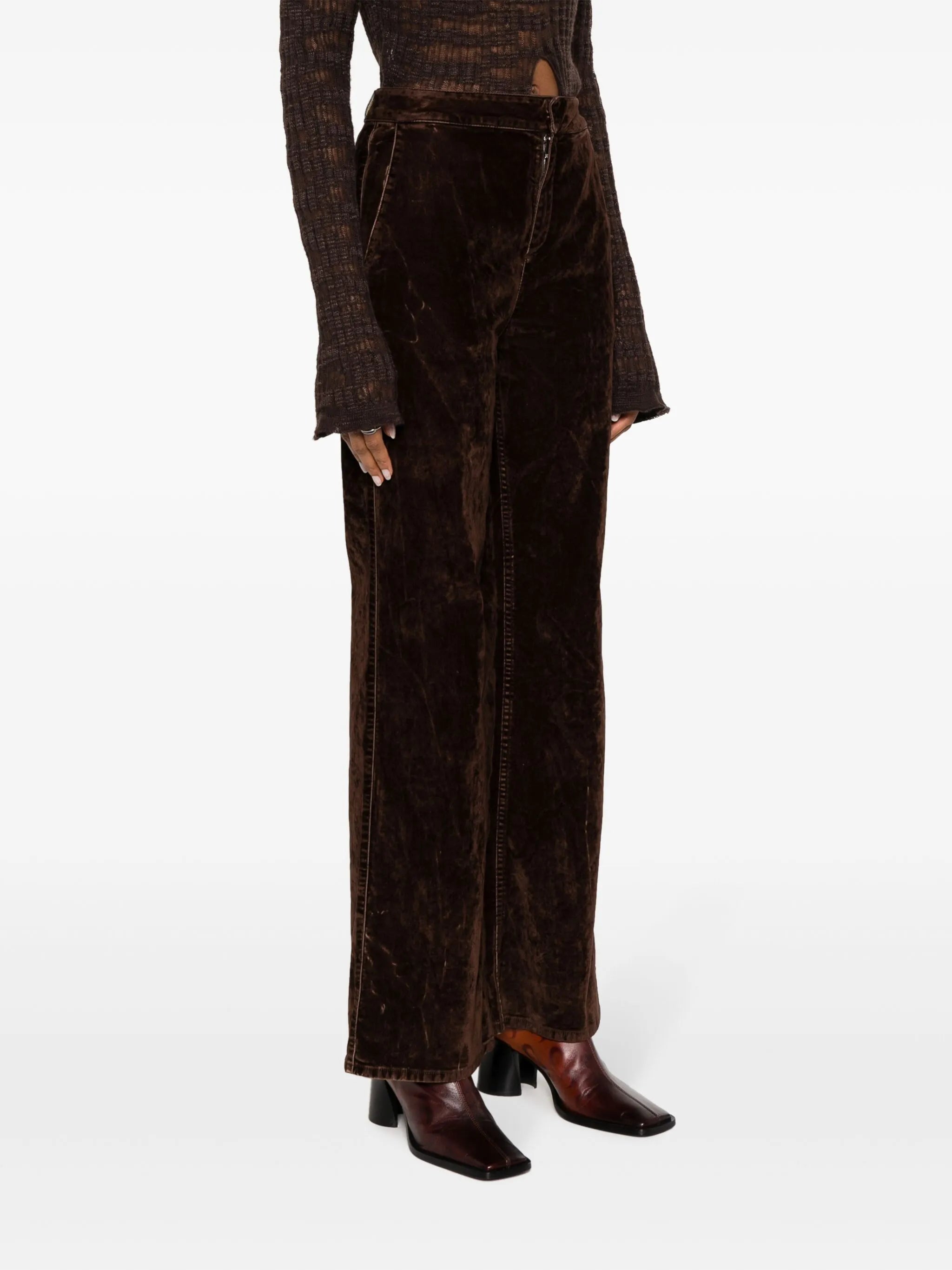 velvet-denim bootcut jeans