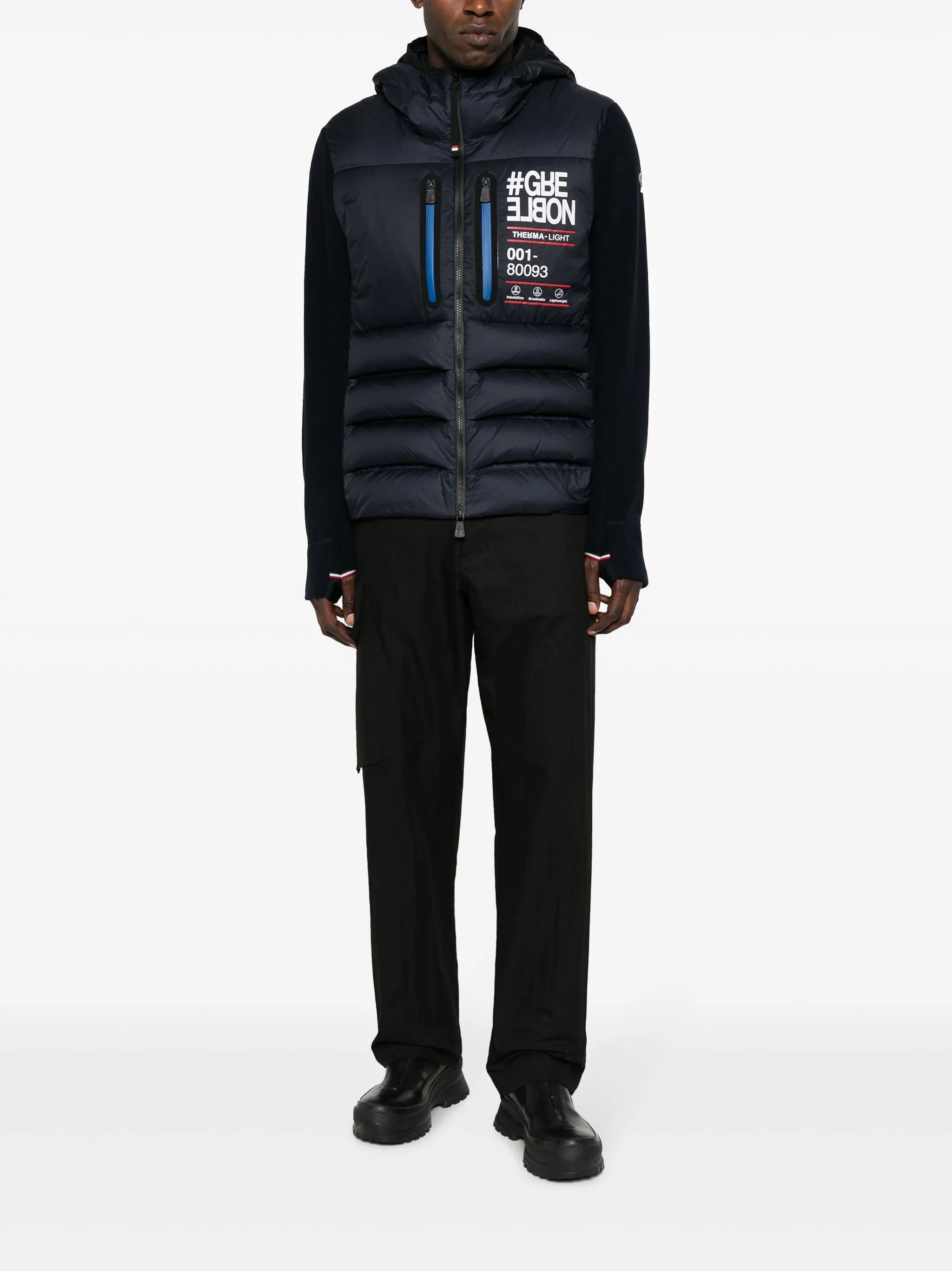 logo-print quilted hooded jacket