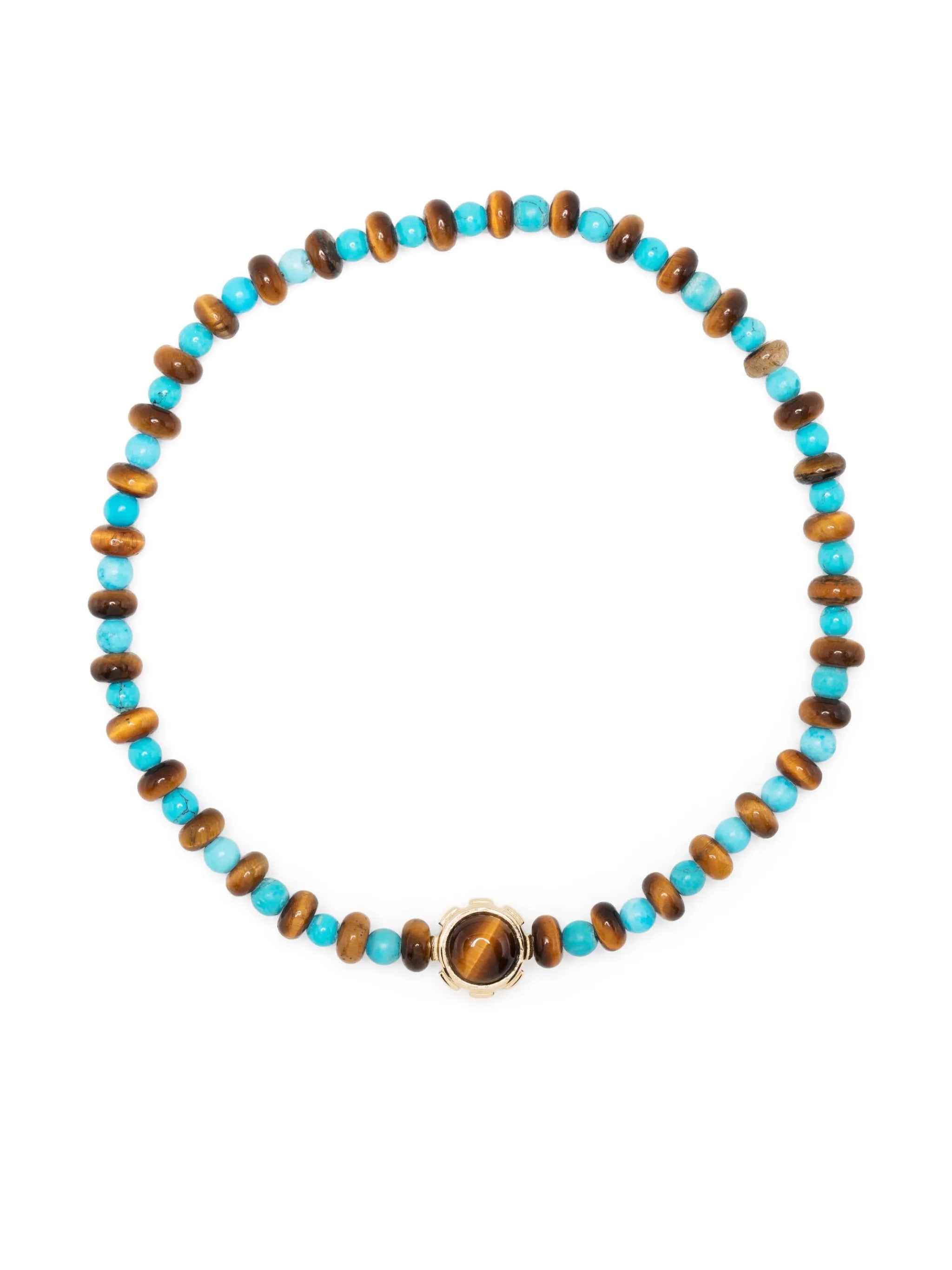 14kt gold chrysoprase and tiger eye bracelet