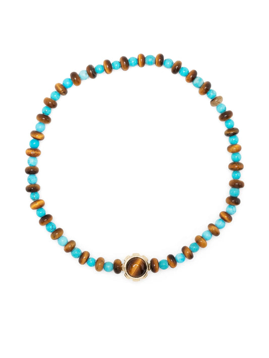 14kt gold chrysoprase and tiger eye bracelet