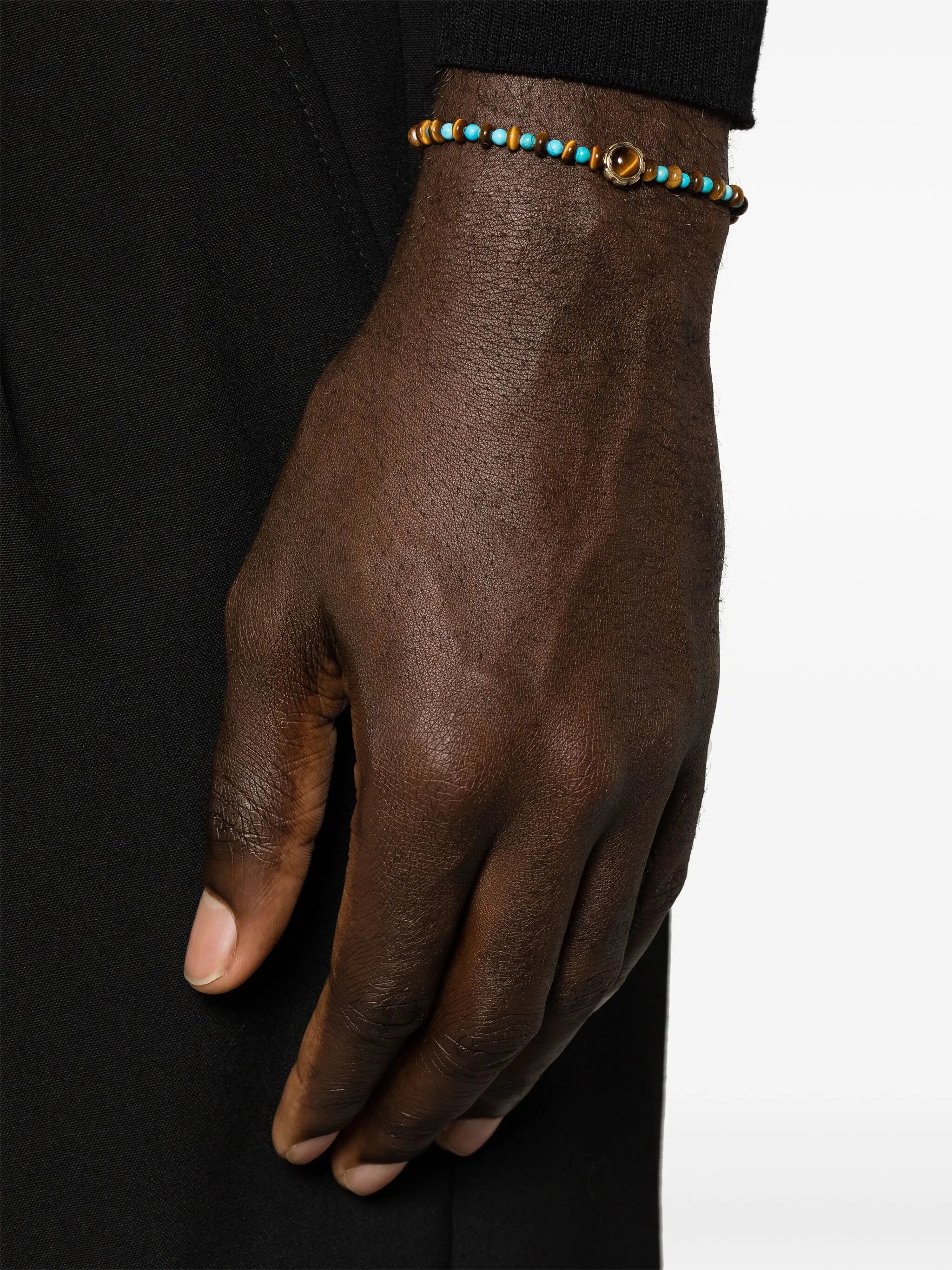 14kt gold chrysoprase and tiger eye bracelet