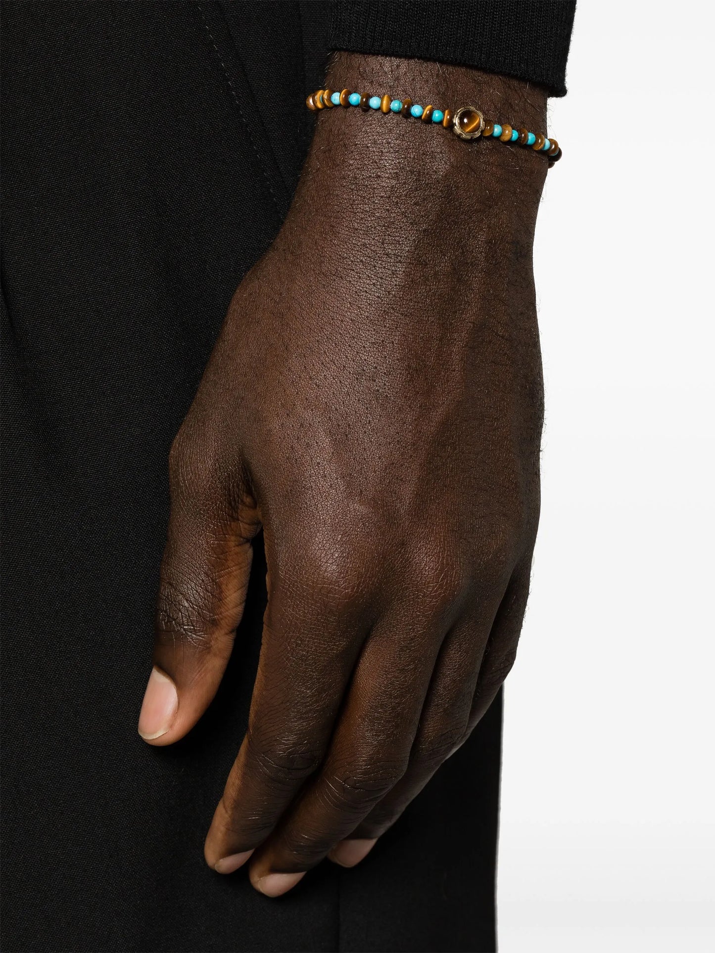 14kt gold chrysoprase and tiger eye bracelet