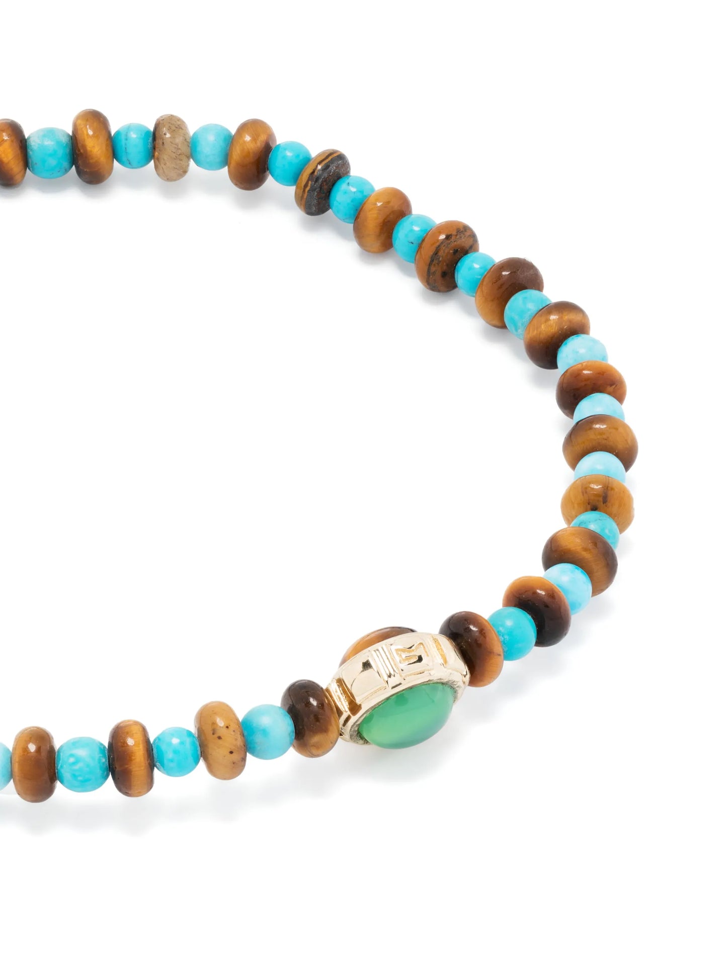 14kt gold chrysoprase and tiger eye bracelet