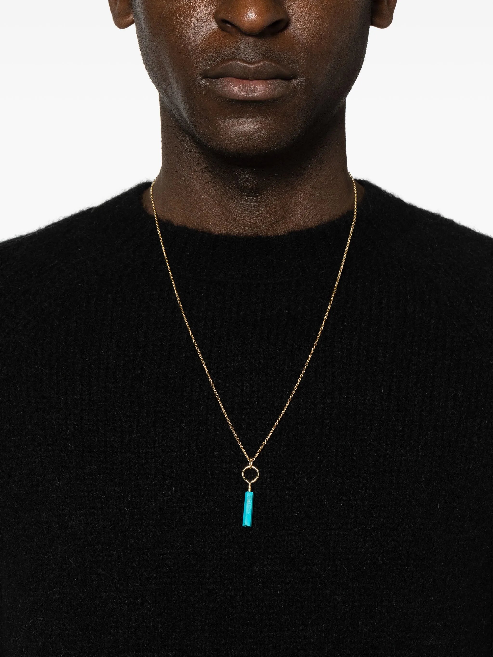 14kt yellow gold turquoise pendant necklace