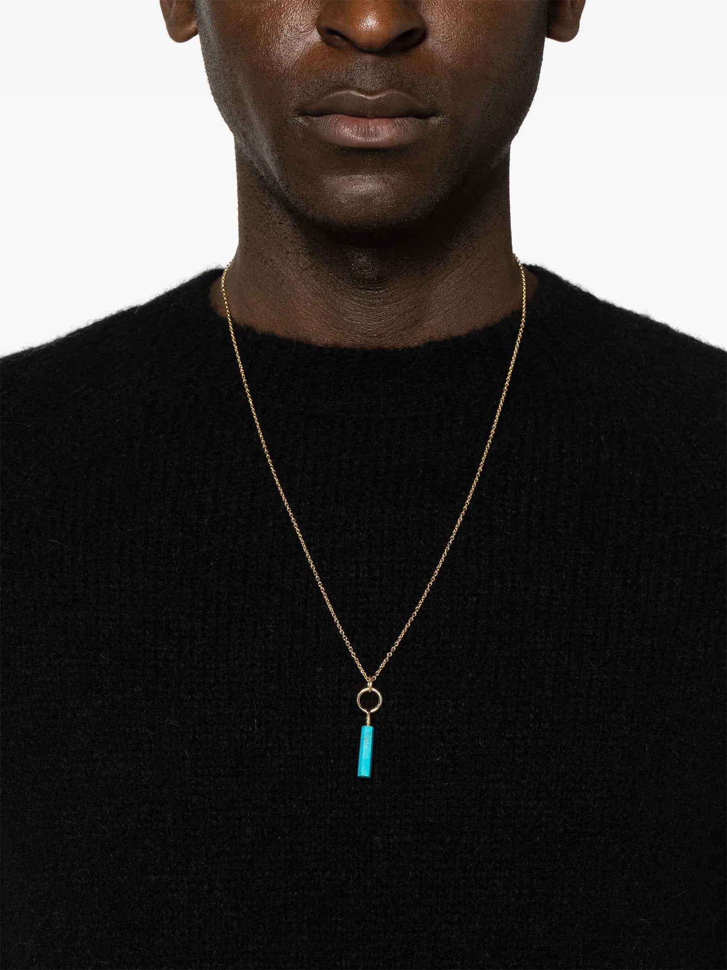 14kt yellow gold turquoise pendant necklace