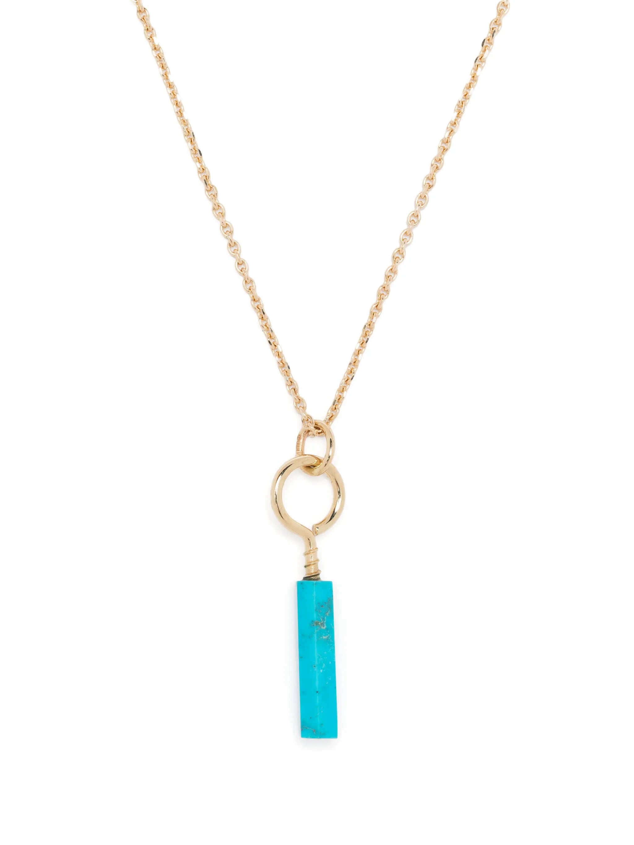 14kt yellow gold turquoise pendant necklace