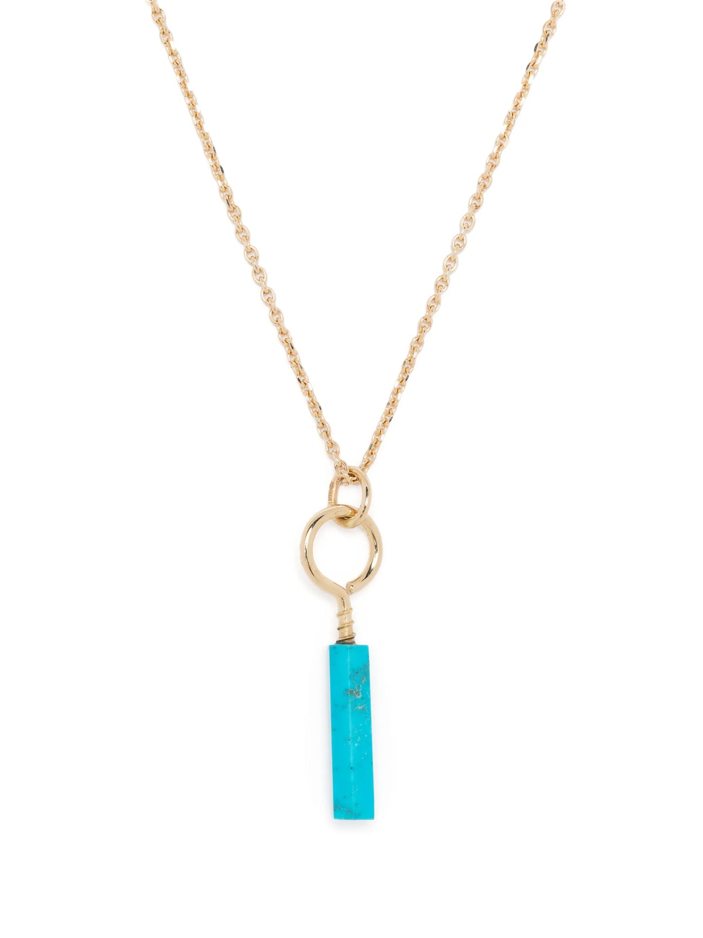 14kt yellow gold turquoise pendant necklace