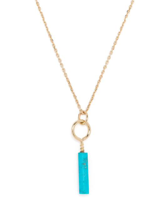 14kt yellow gold turquoise pendant necklace
