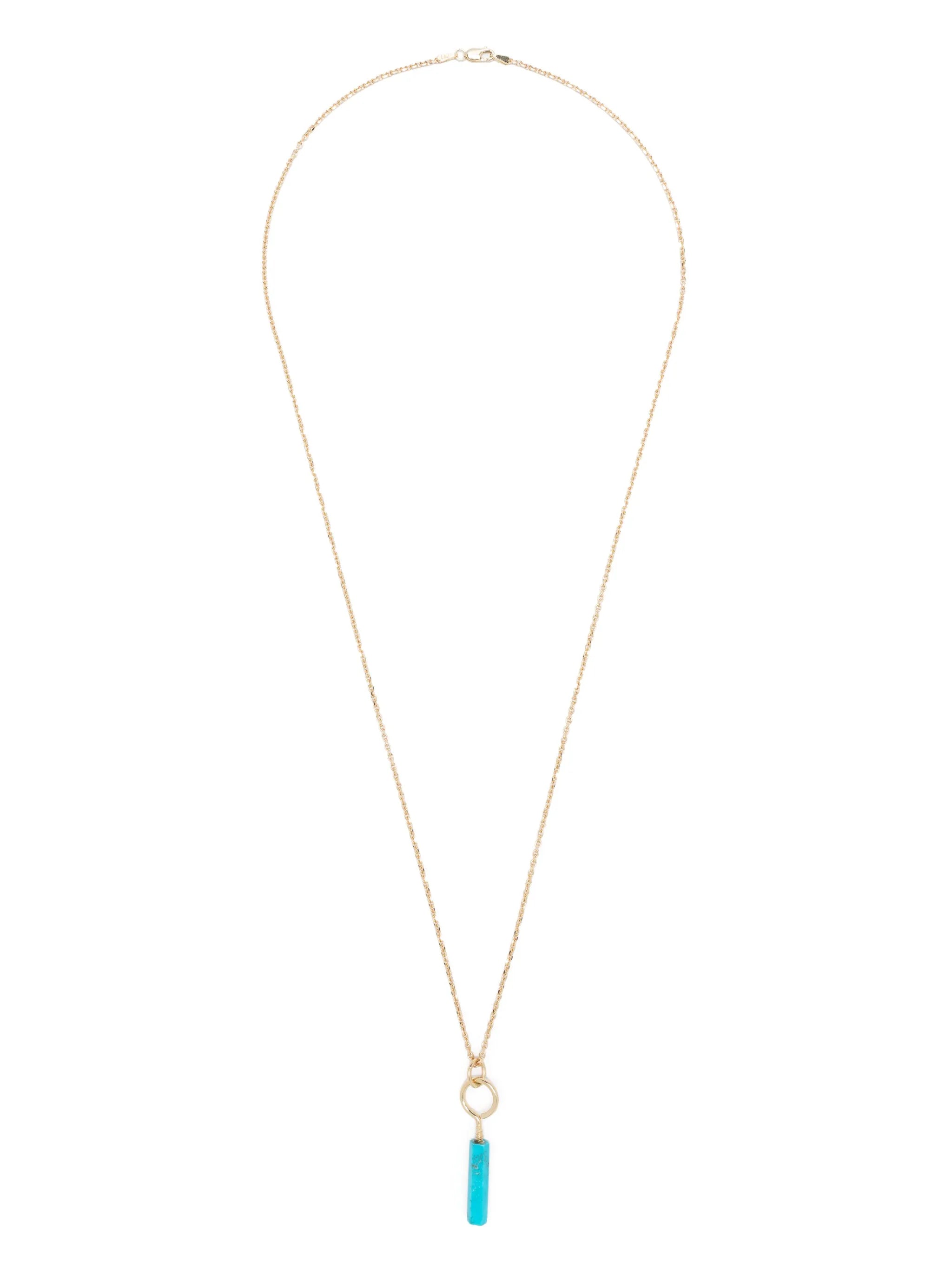 14kt yellow gold turquoise pendant necklace