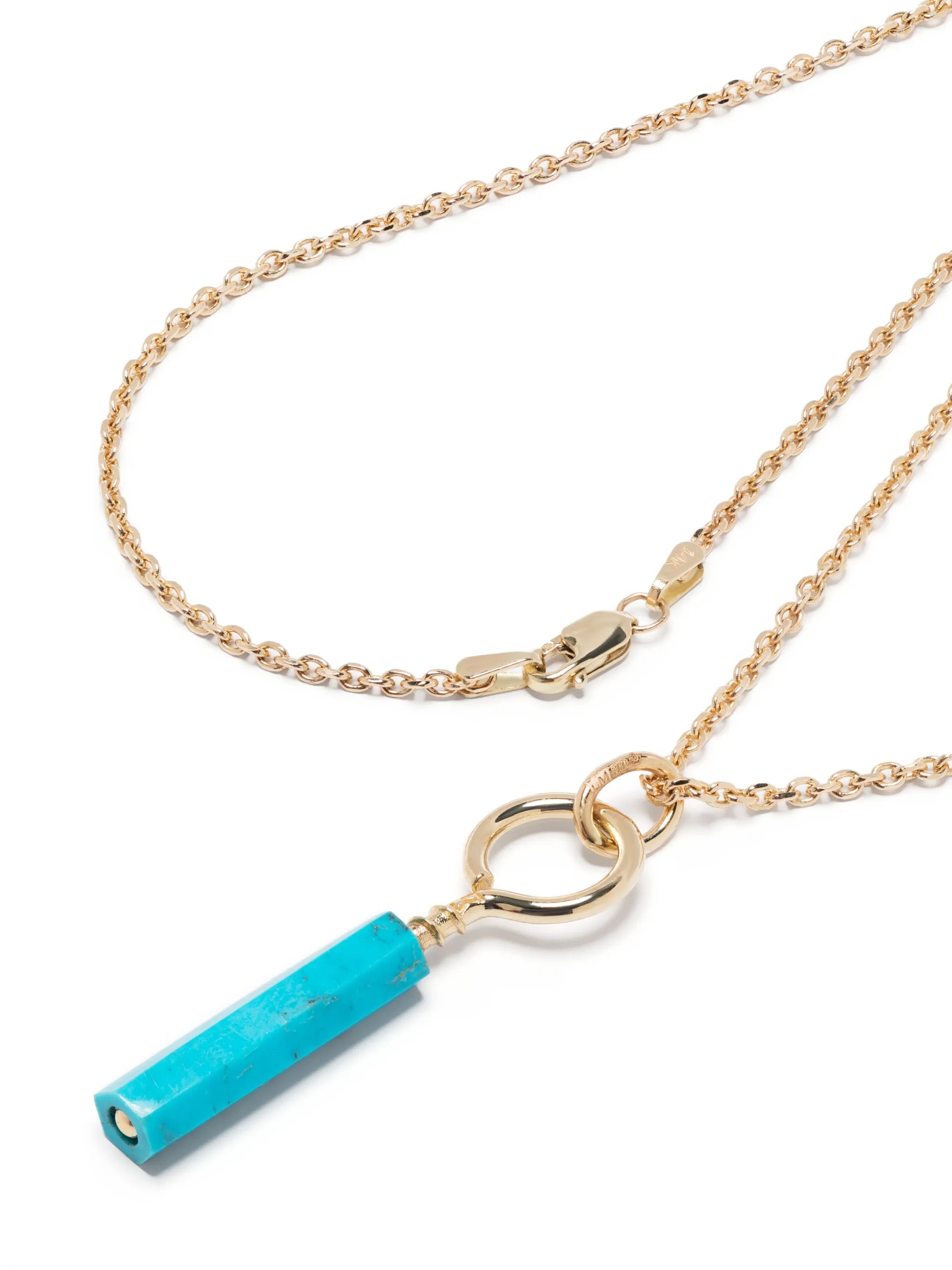 14kt yellow gold turquoise pendant necklace