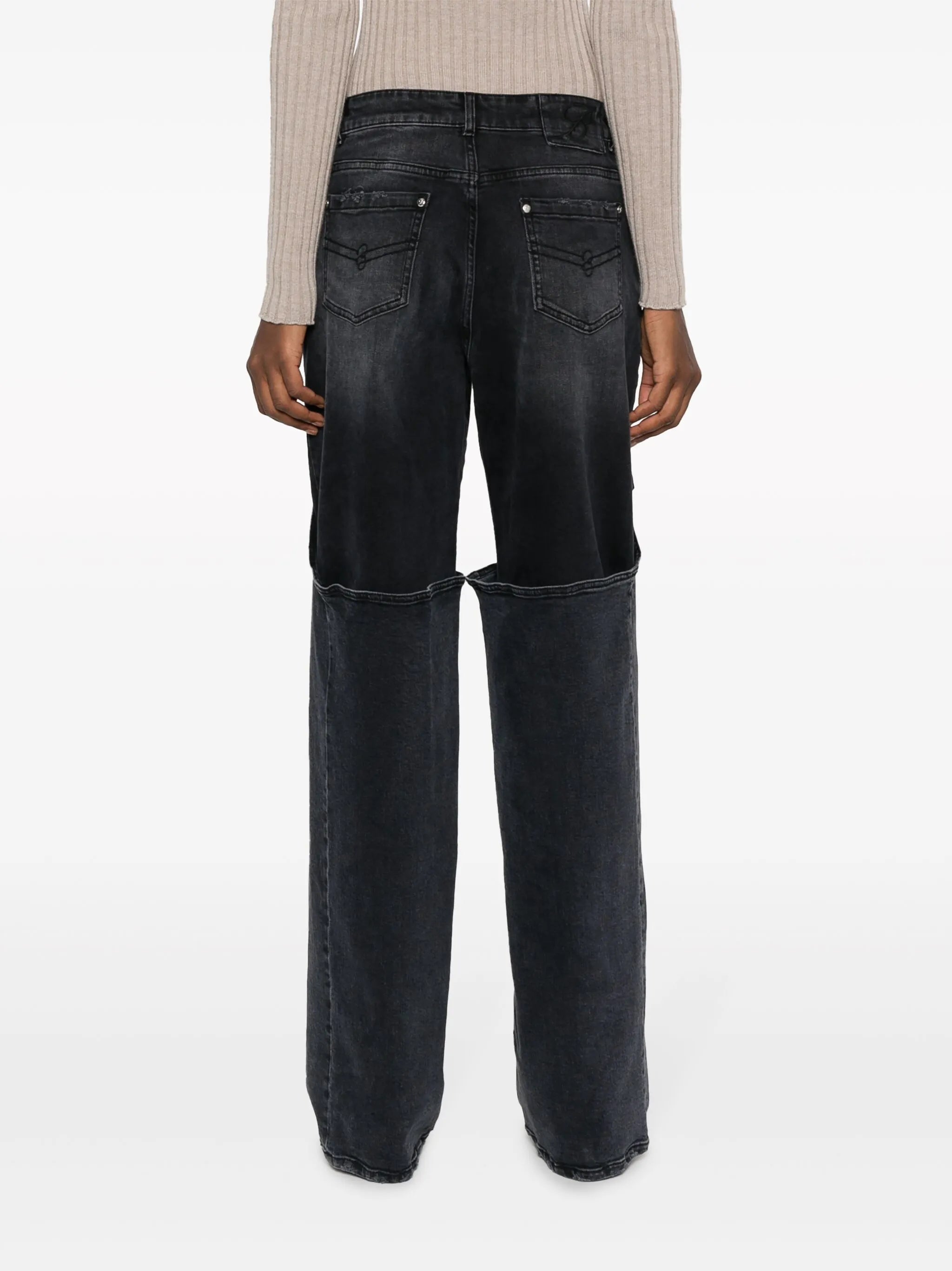 logo-patch cotton wide-leg jeans