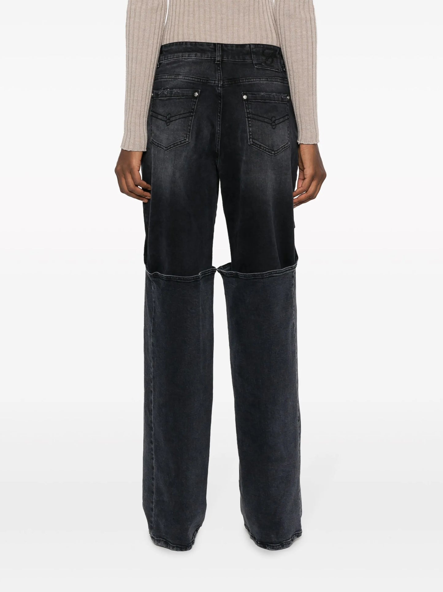 logo-patch cotton wide-leg jeans