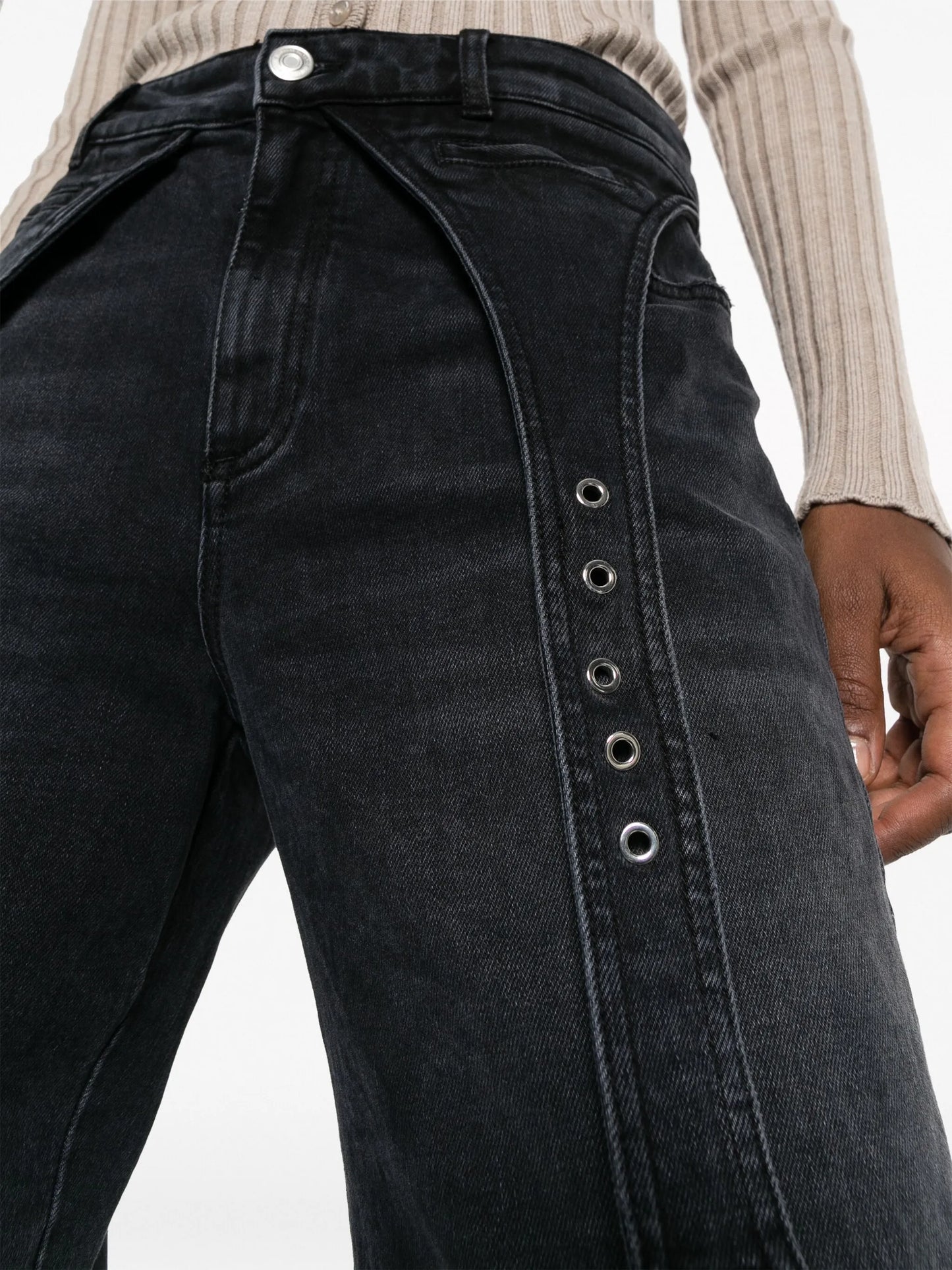 logo-patch cotton wide-leg jeans