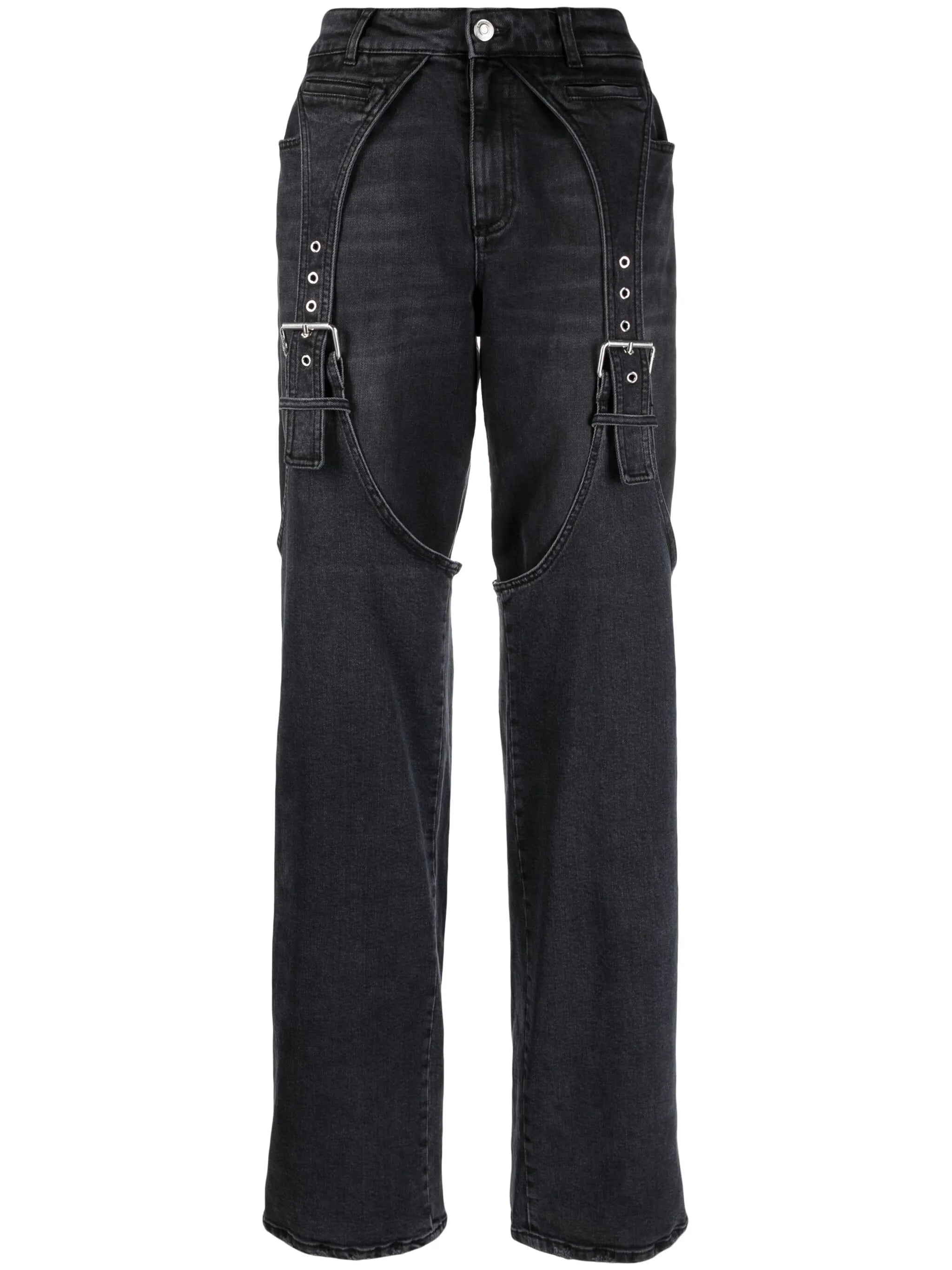 logo-patch cotton wide-leg jeans
