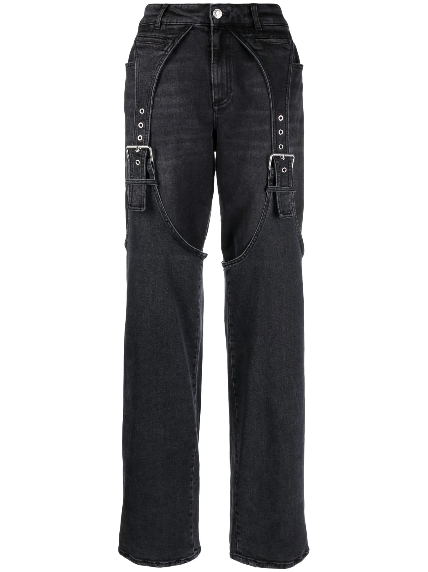 logo-patch cotton wide-leg jeans