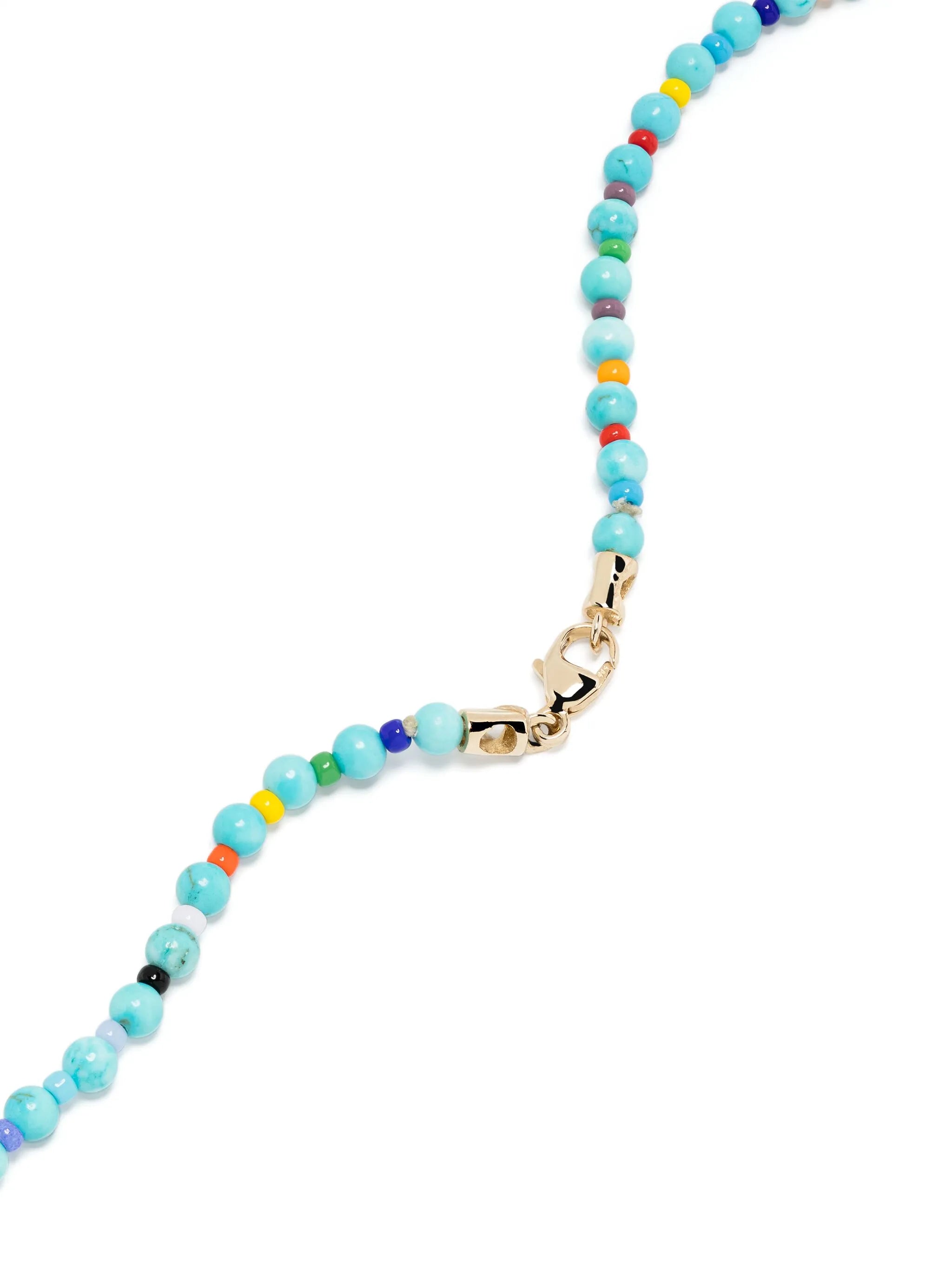 14kt yellow gold T-bar bead necklace