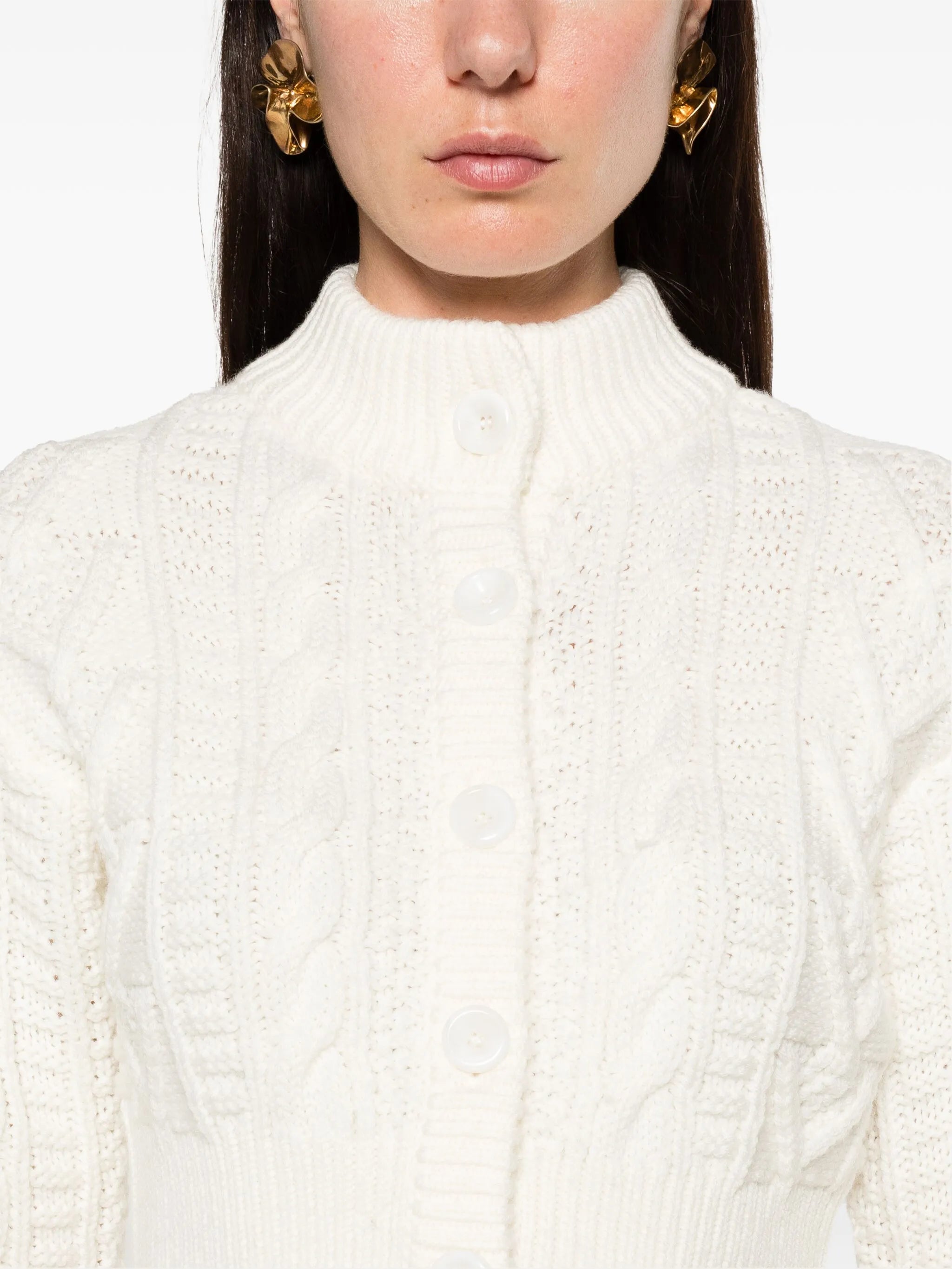 cable-knit cropped cardigan