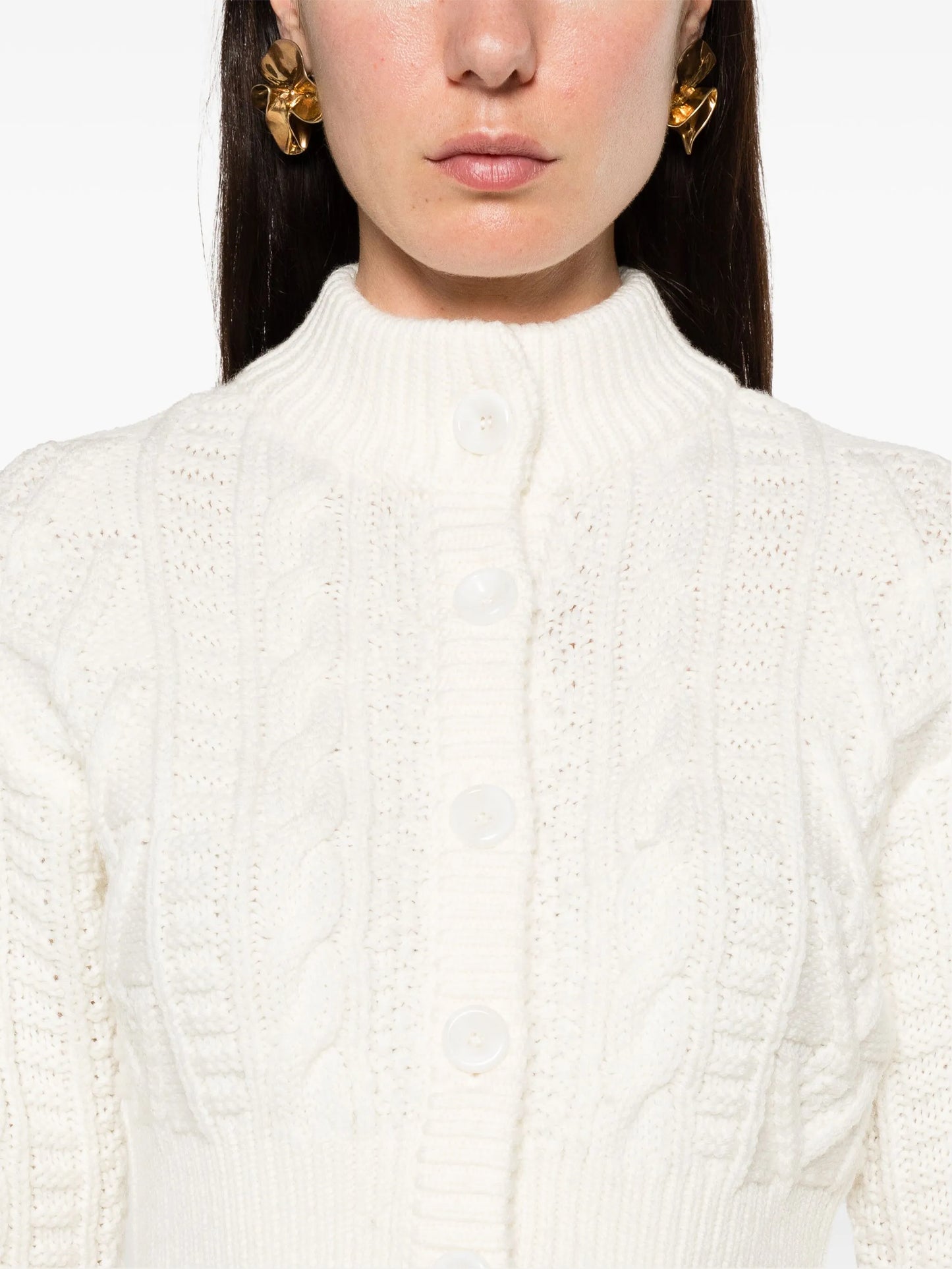 cable-knit cropped cardigan