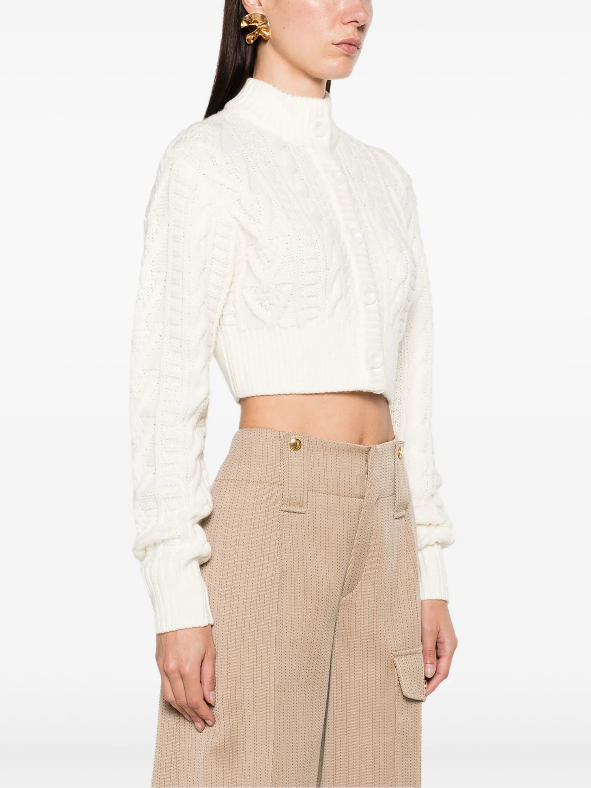 cable-knit cropped cardigan