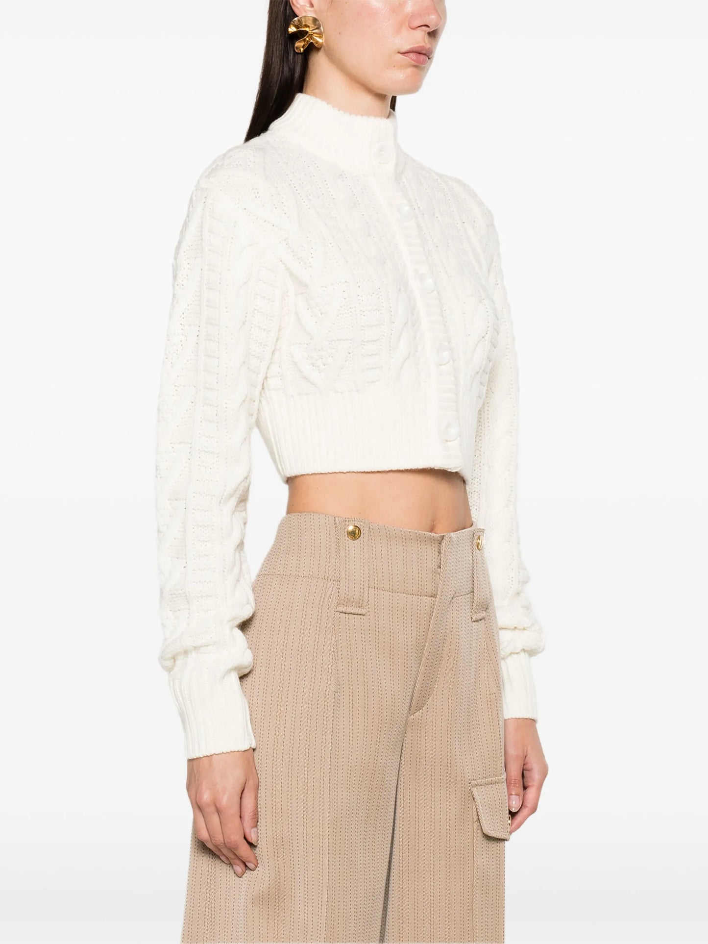 cable-knit cropped cardigan
