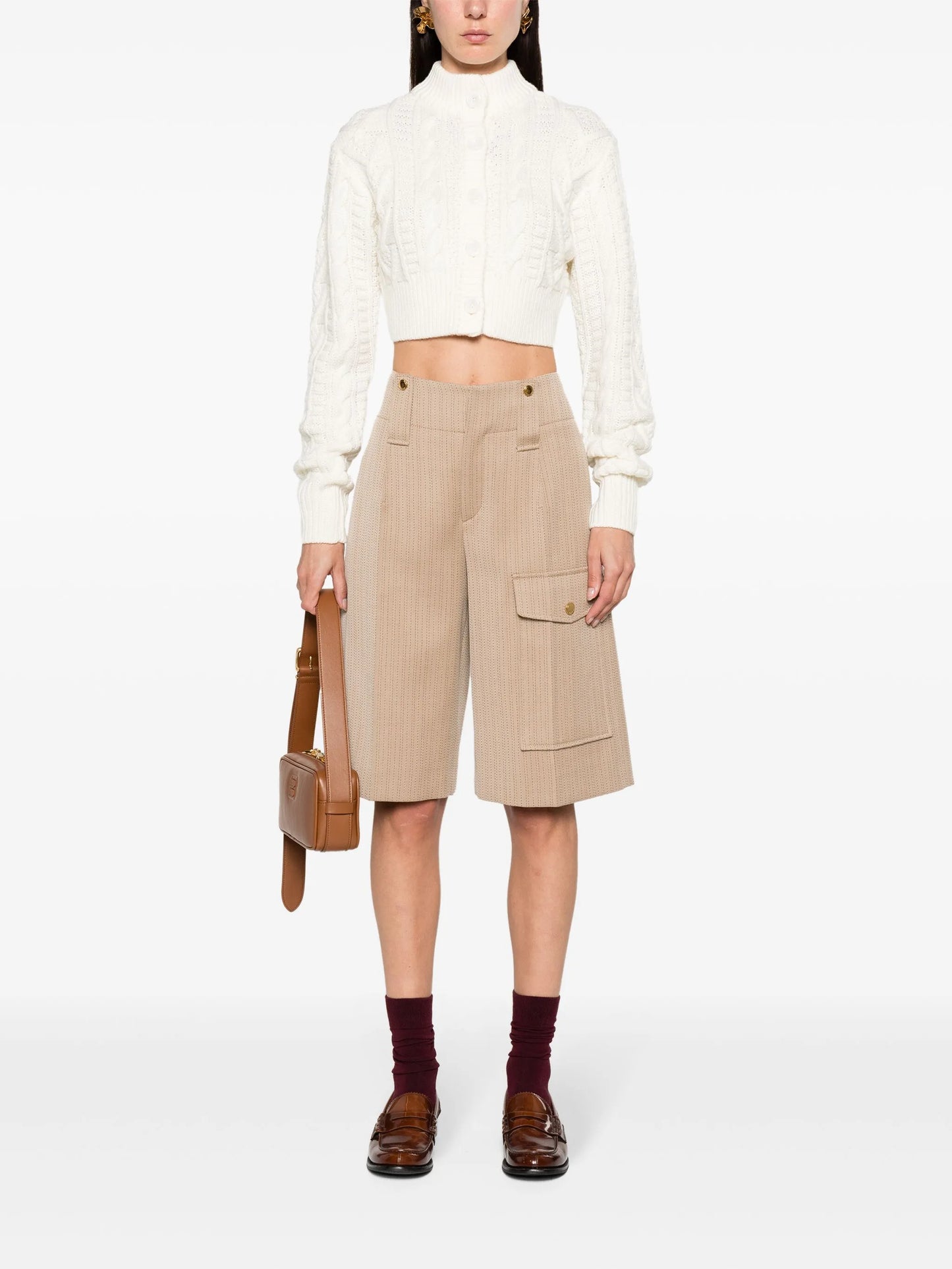 cable-knit cropped cardigan