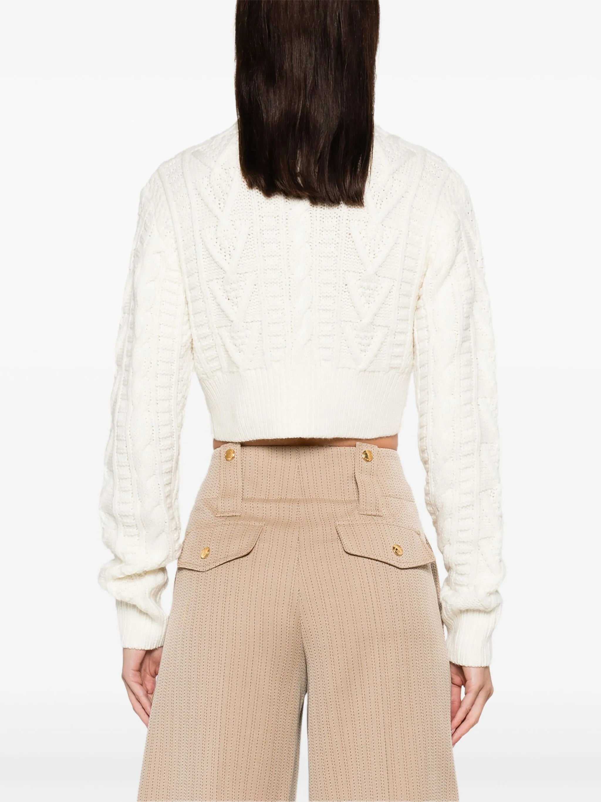 cable-knit cropped cardigan