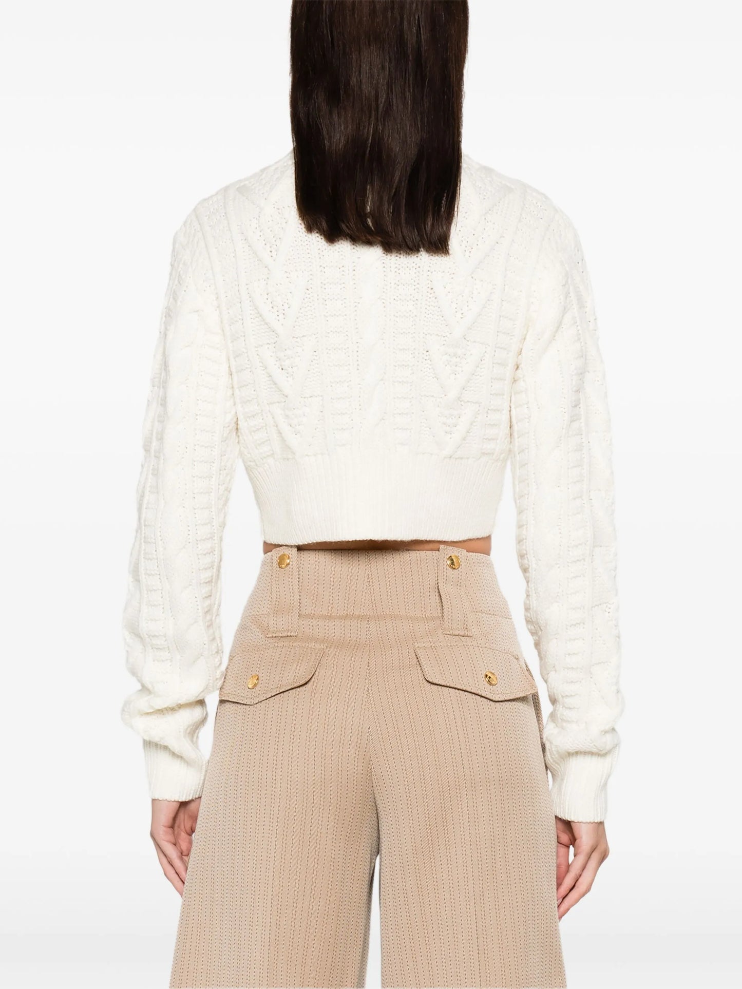 cable-knit cropped cardigan