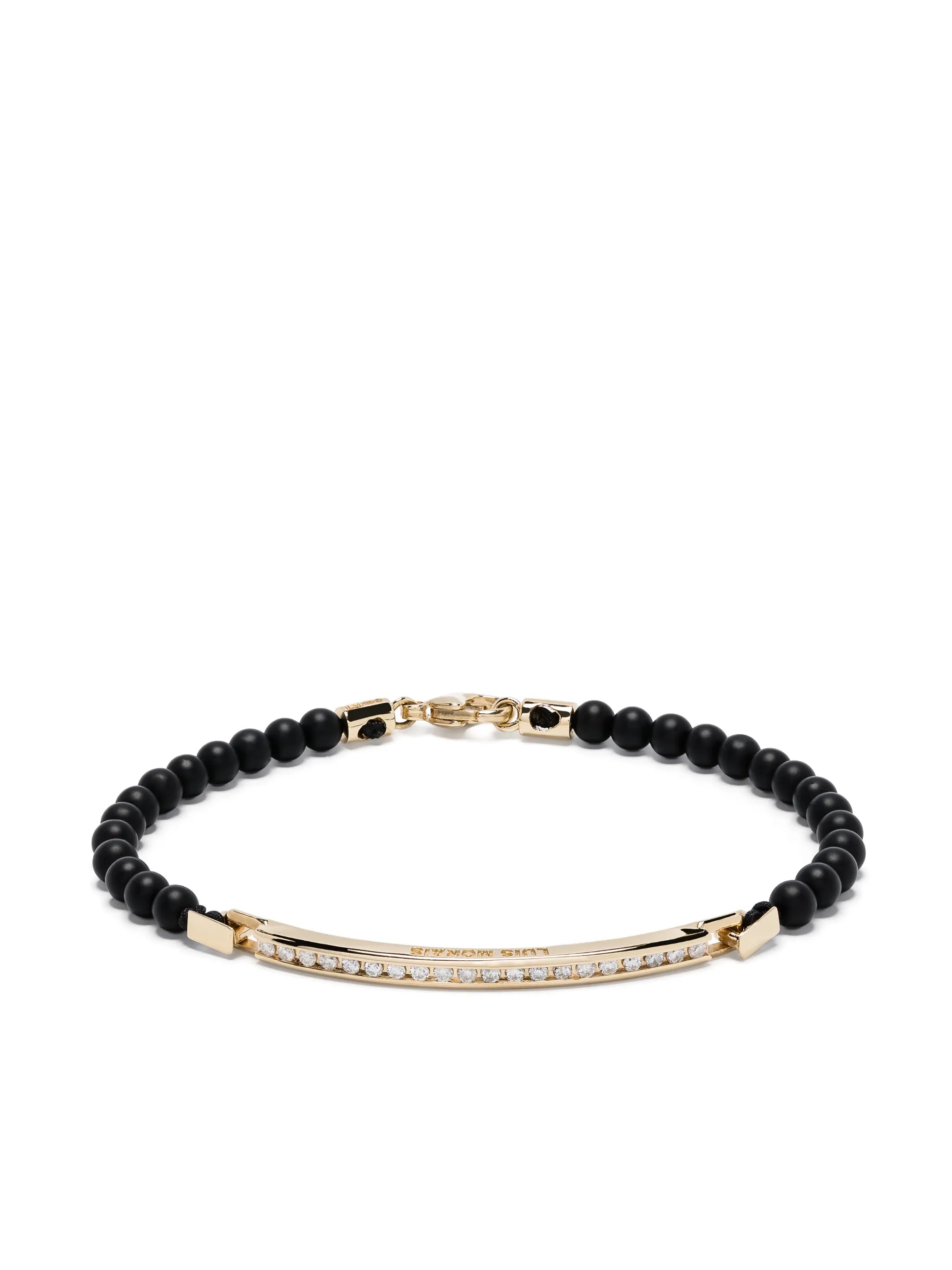 14kt yellow gold onyx and diamond bracelet